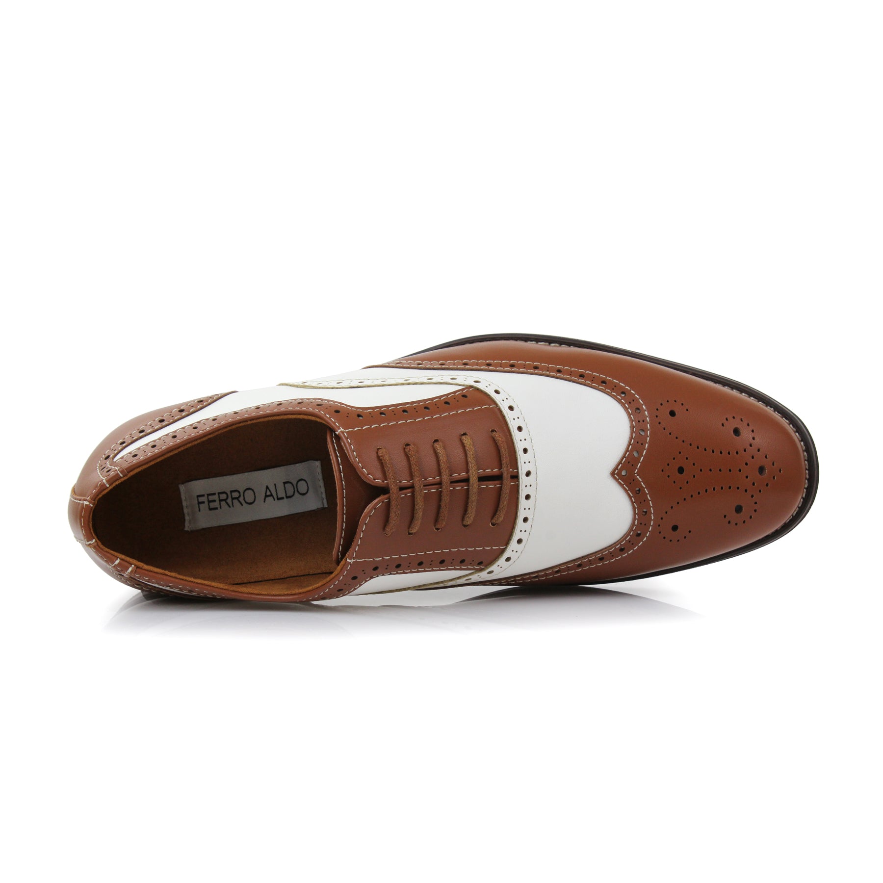 Two-Toned Brogue Wingtip Oxfords | Arthur by Ferro Aldo | Conal Footwear | Top-Down Angle View