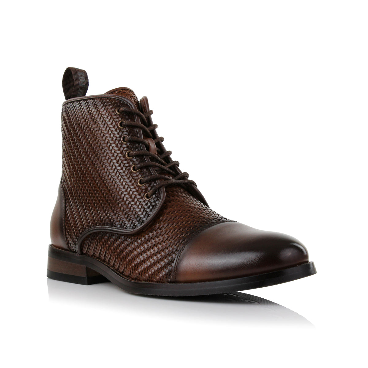 Polar Fox Brown Leather Lace Up Boots | Breathable and Stylish Combat Motorcycle Zipper Boots for Men | Brady | Polar Fox  main image 3