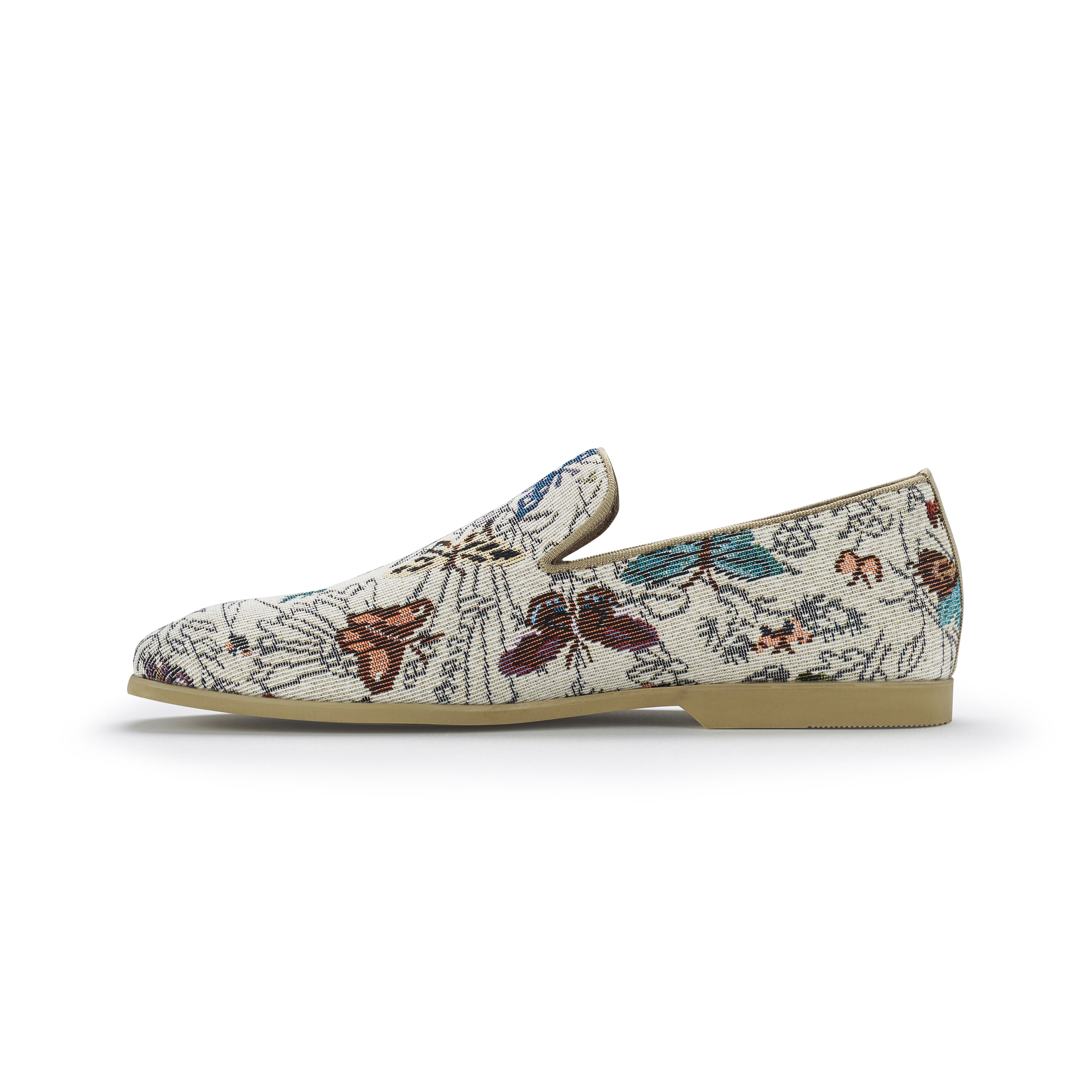 Men's Floral Canvas Wholecut Loafers | Cairo by Ferro Aldo | Conal Footwear | Inner Side Angle View
