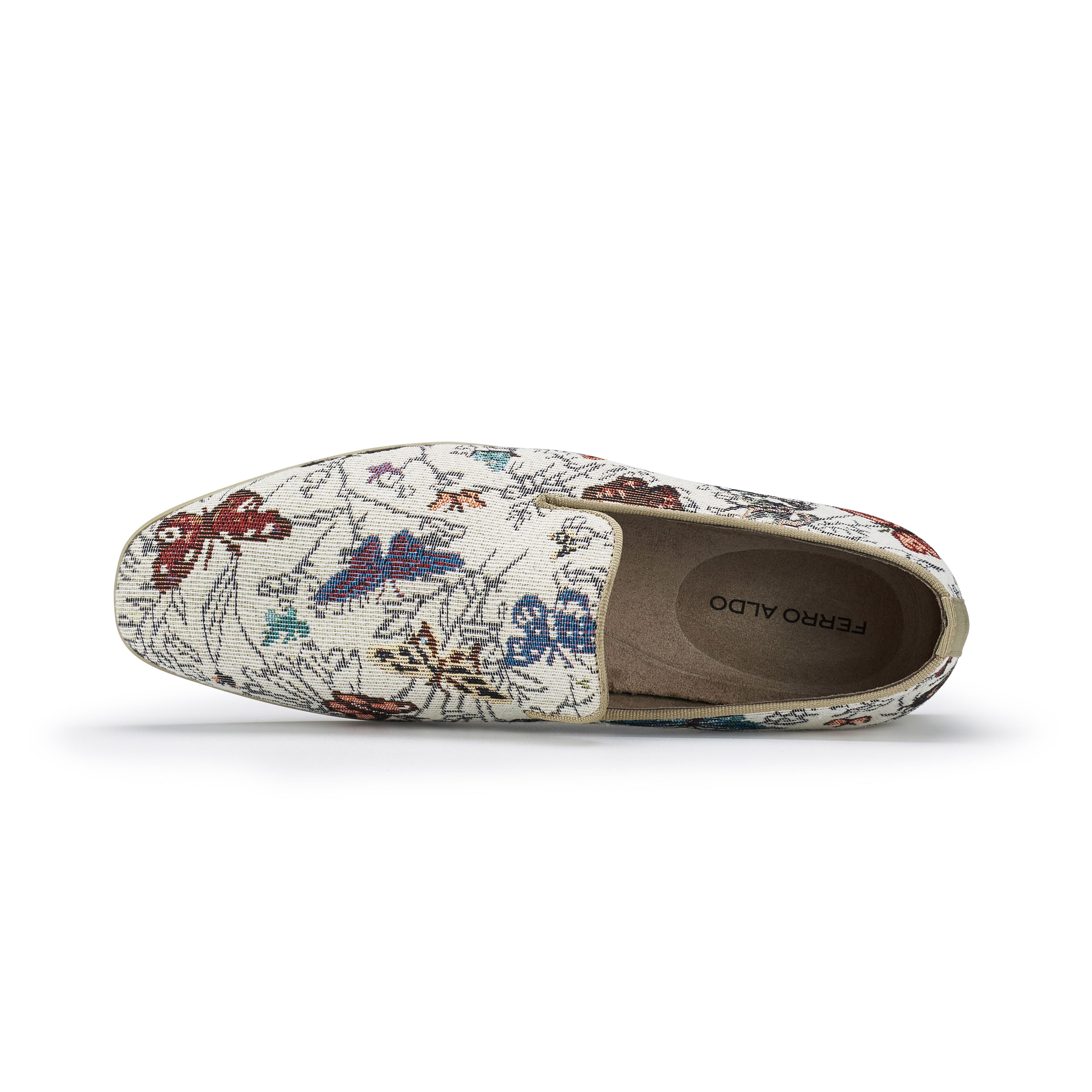 Men's Floral Canvas Wholecut Loafers | Cairo by Ferro Aldo | Conal Footwear | Top-Down Angle View