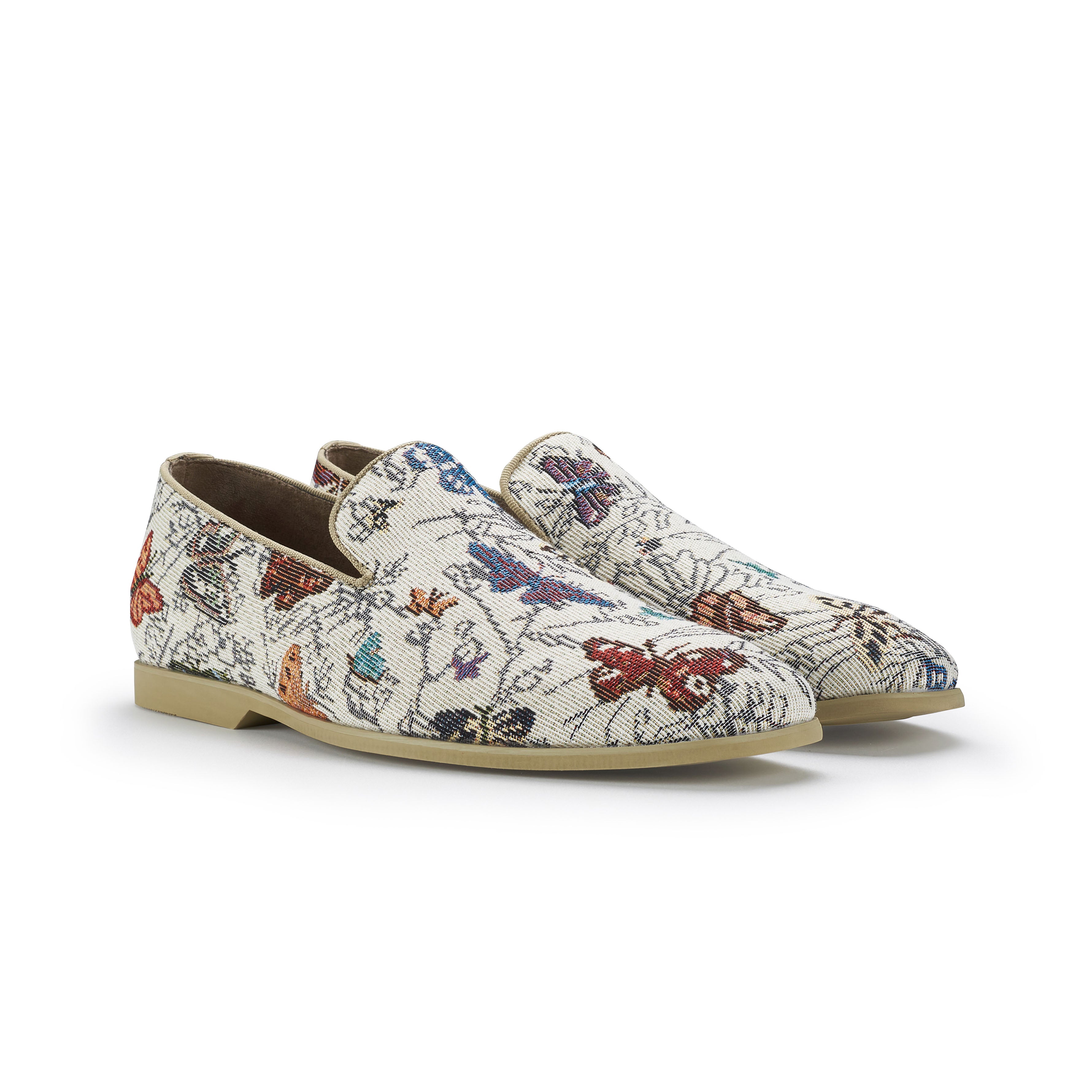 Men's Floral Canvas Wholecut Loafers | Cairo by Ferro Aldo | Conal Footwear | Paired Angle View
