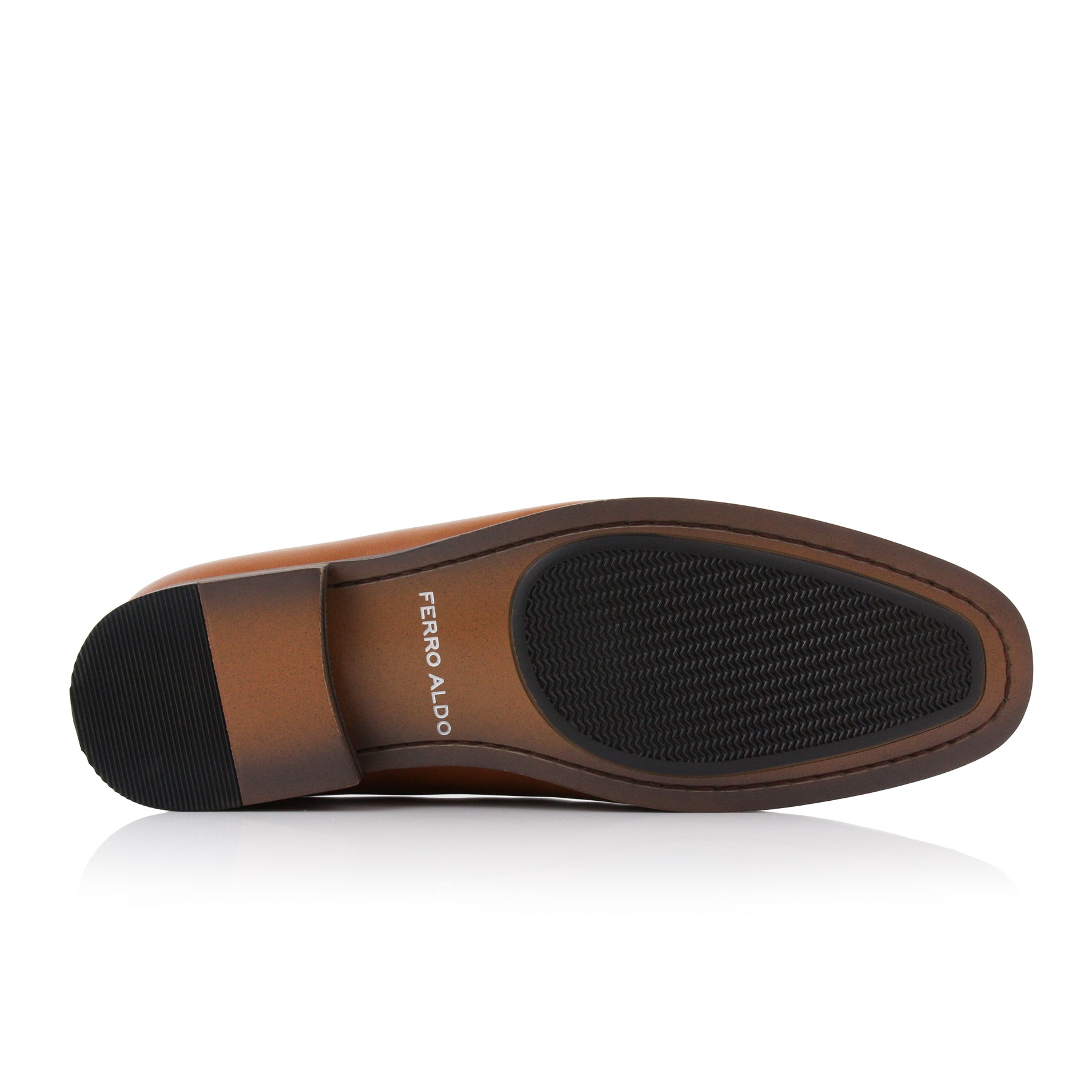 Burnished Wholecut Loafers | Clyde by Ferro Aldo | Conal Footwear | Bottom Sole Angle View
