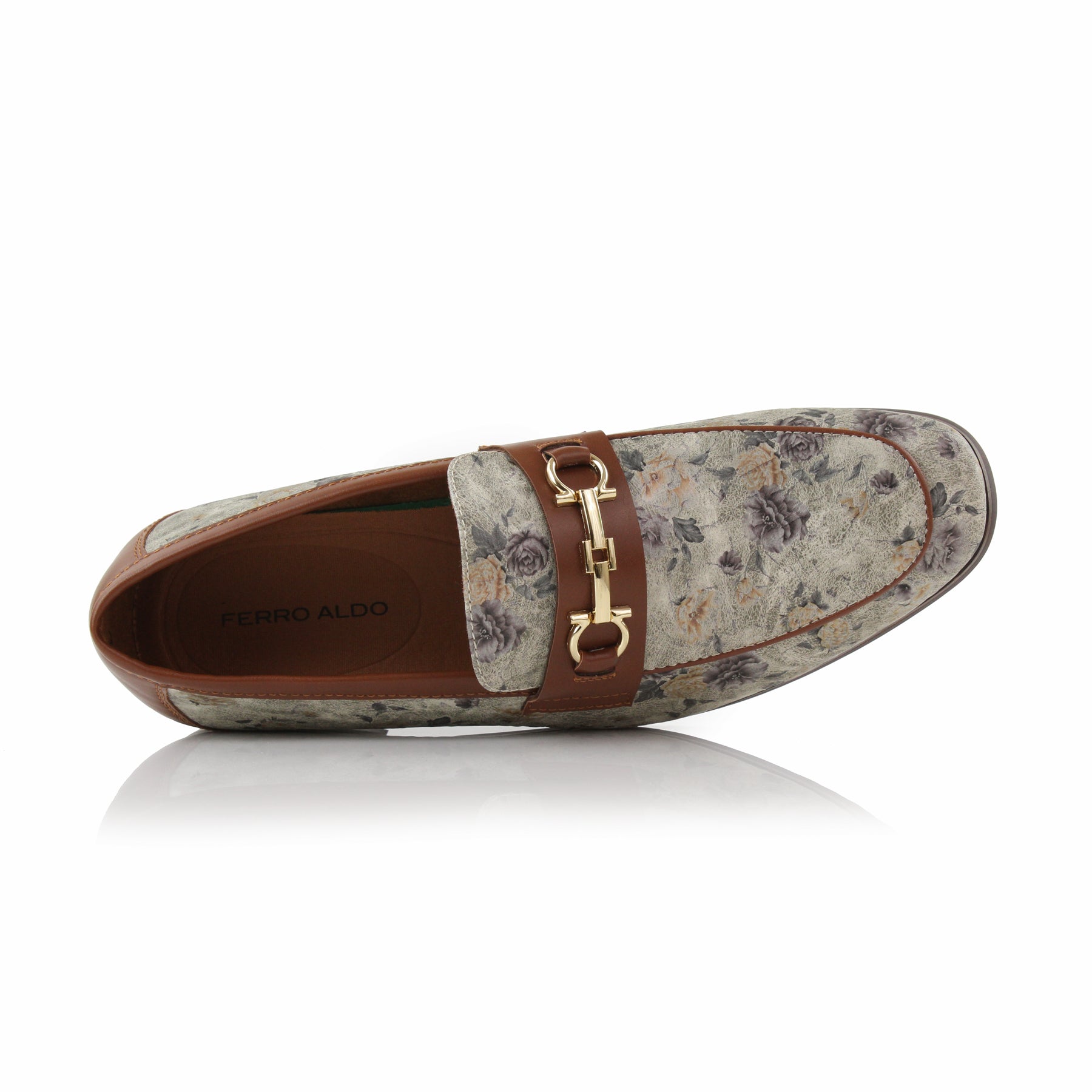 Floral Vegan Loafers | Darrell by Ferro Aldo | Conal Footwear | Top-Down Angle View