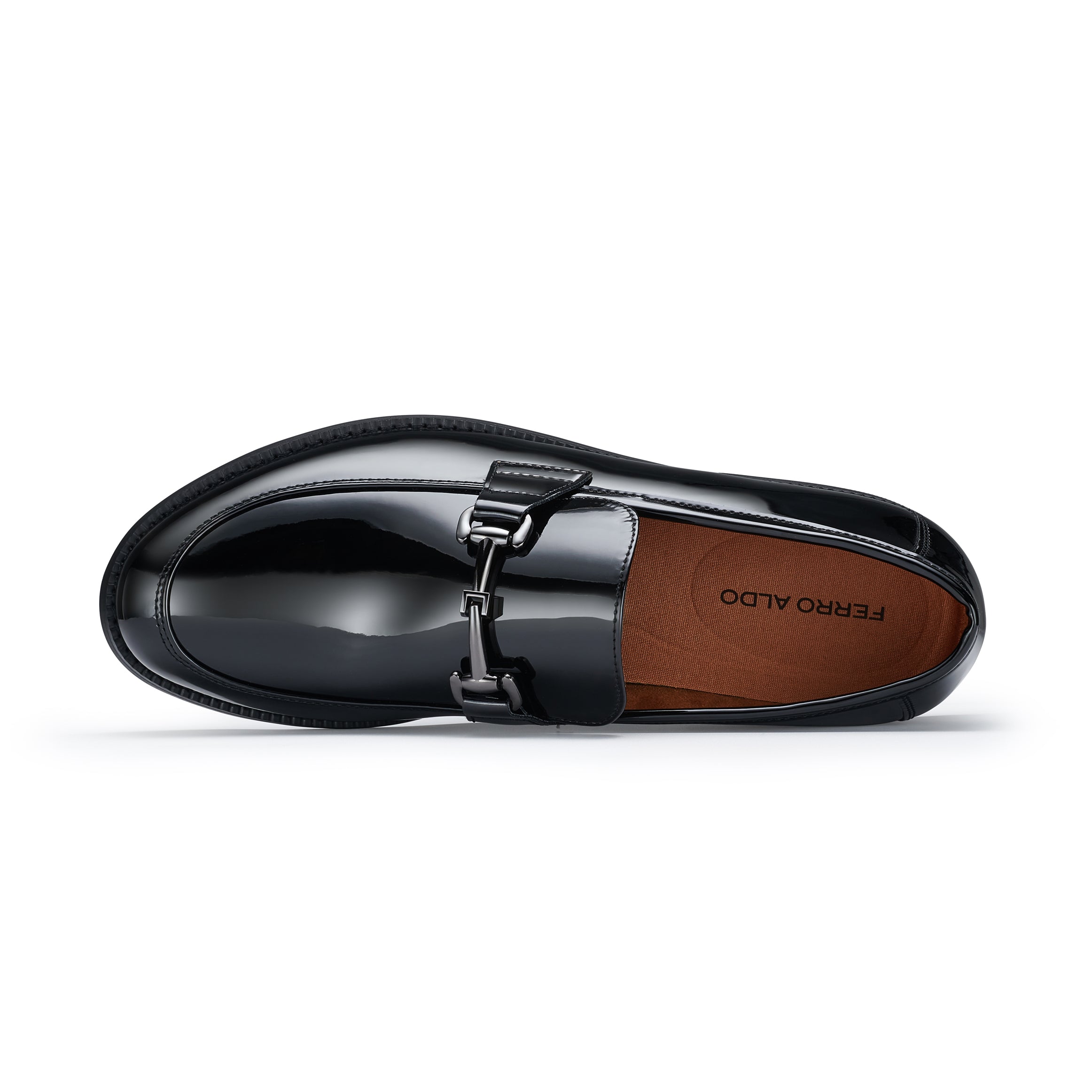 Men's Glossy Horsebit Loafer | Dax by Ferro Aldo | Conal Footwear | Top-Down Angle View