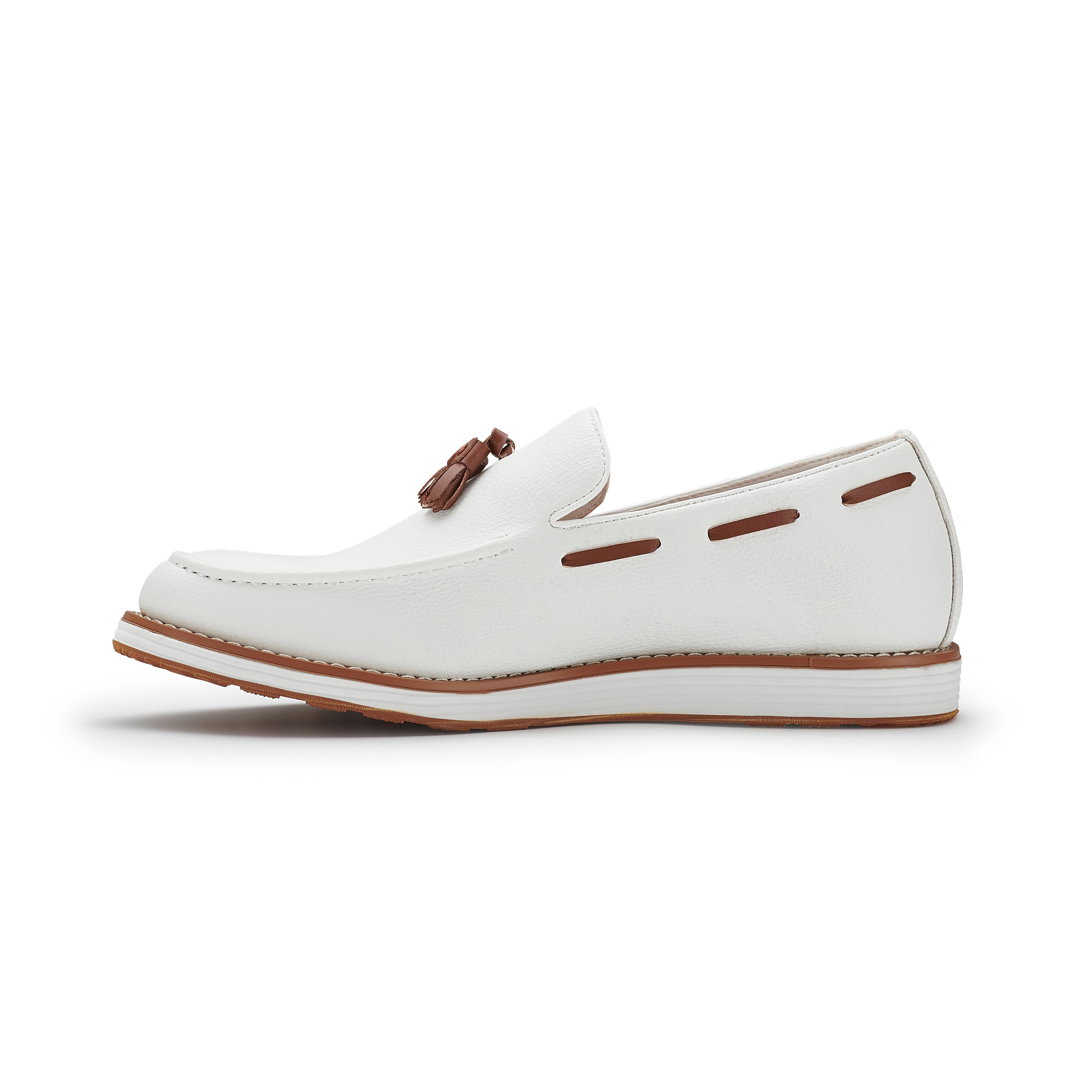 Men's Moc-Toe Penny Loafers with Tassels Accent | Delbert by Ferro Aldo | Conal Footwear | Inner Side Angle View