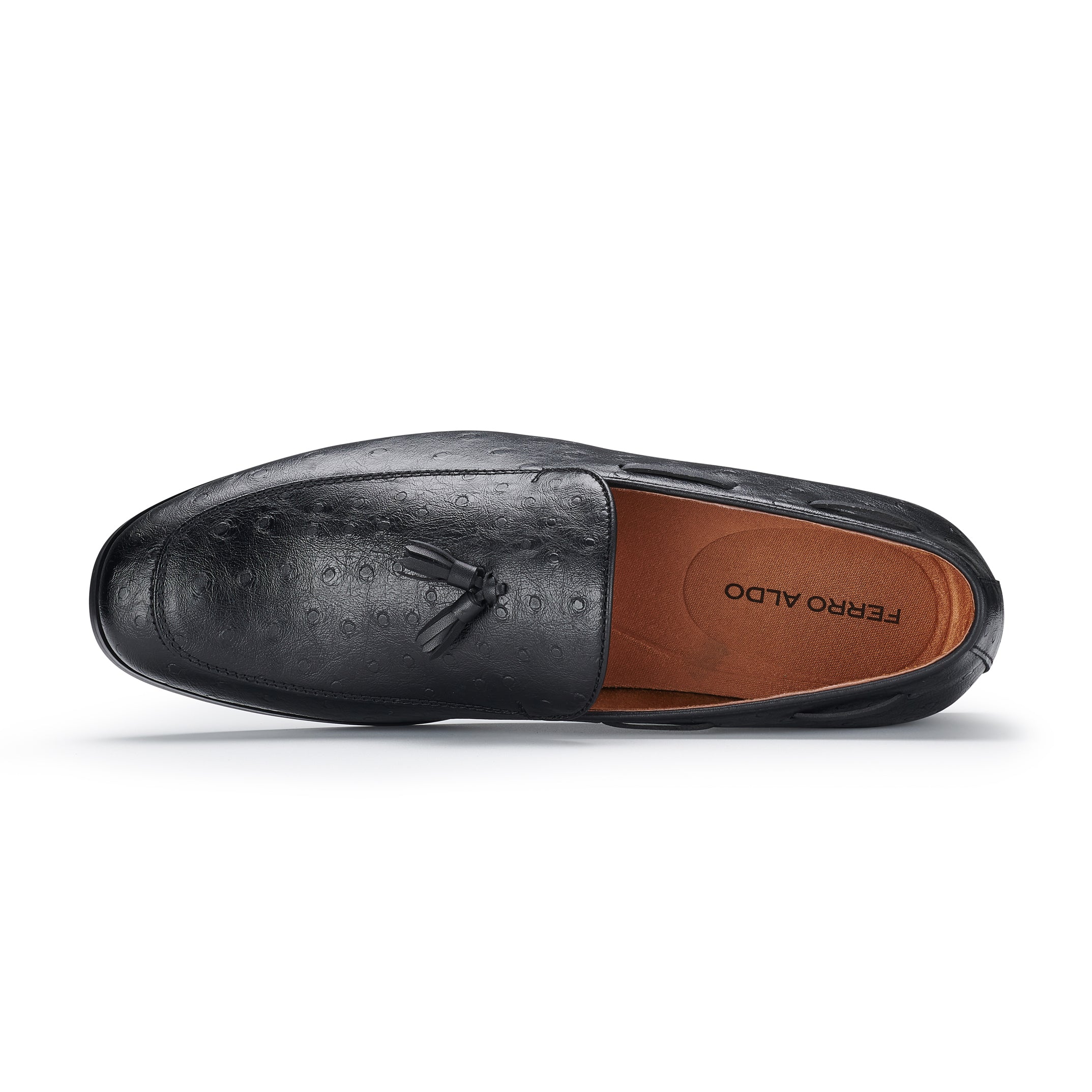 Men's Faux Ostrich Leather Loafers | Desian by Ferro Aldo | Conal Footwear | Top-Down Angle View