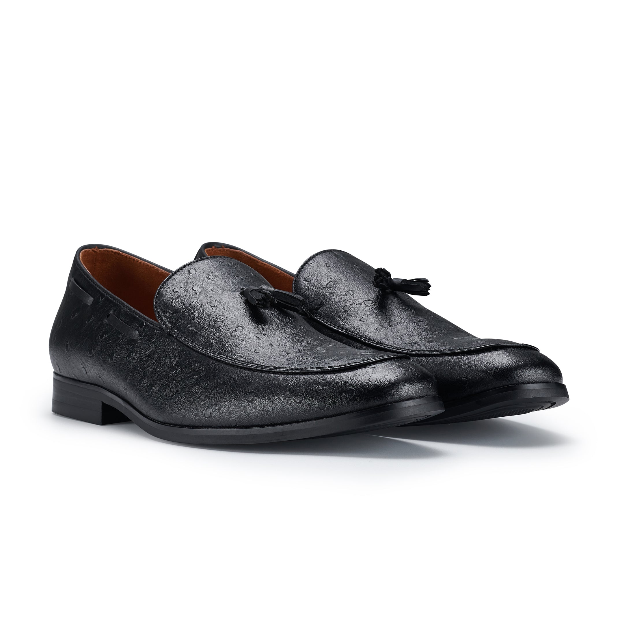 Men's Faux Ostrich Leather Loafers | Desian by Ferro Aldo | Conal Footwear | Paired Angle View