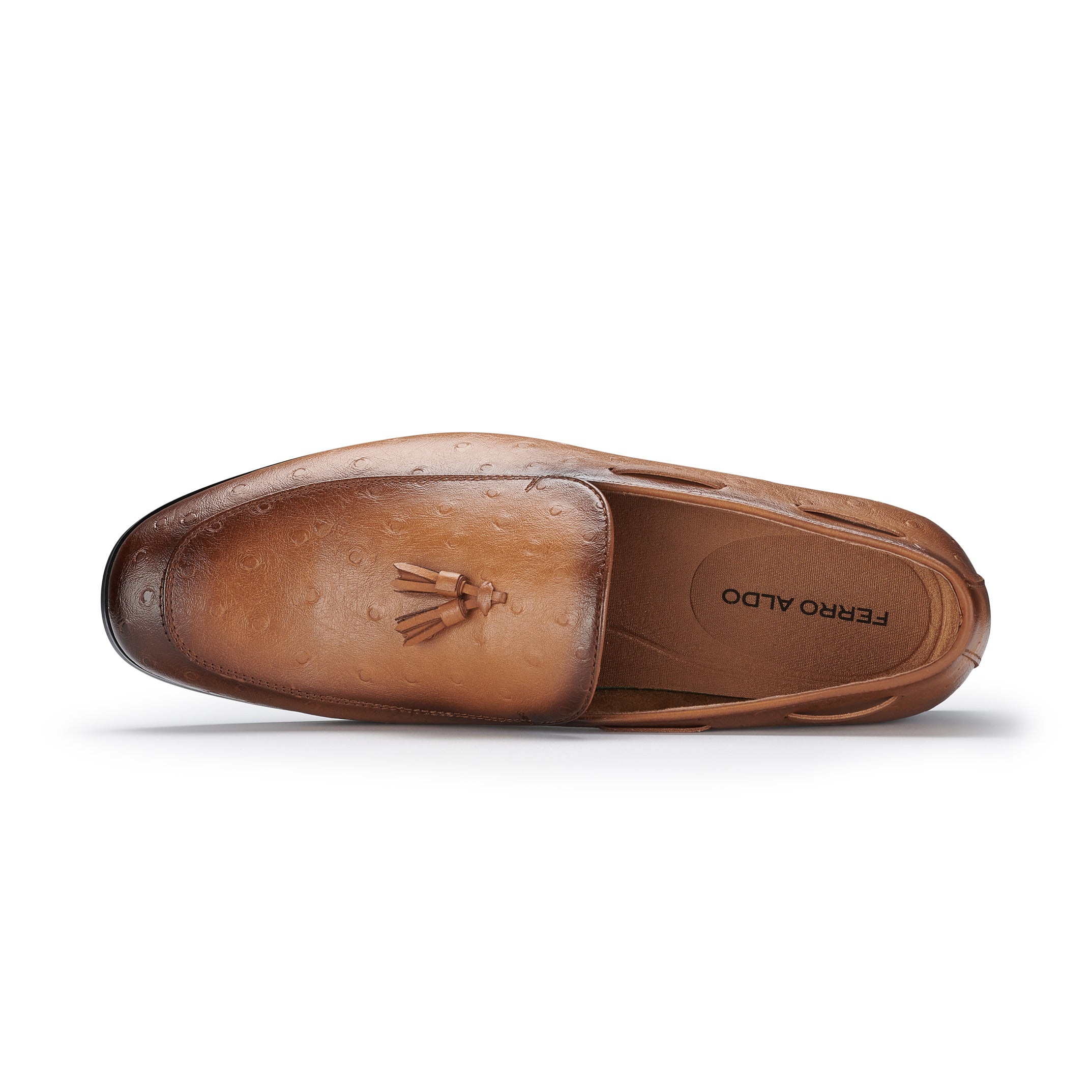 Men's Faux Ostrich Leather Loafers | Desian by Ferro Aldo | Conal Footwear | Top-Down Angle View