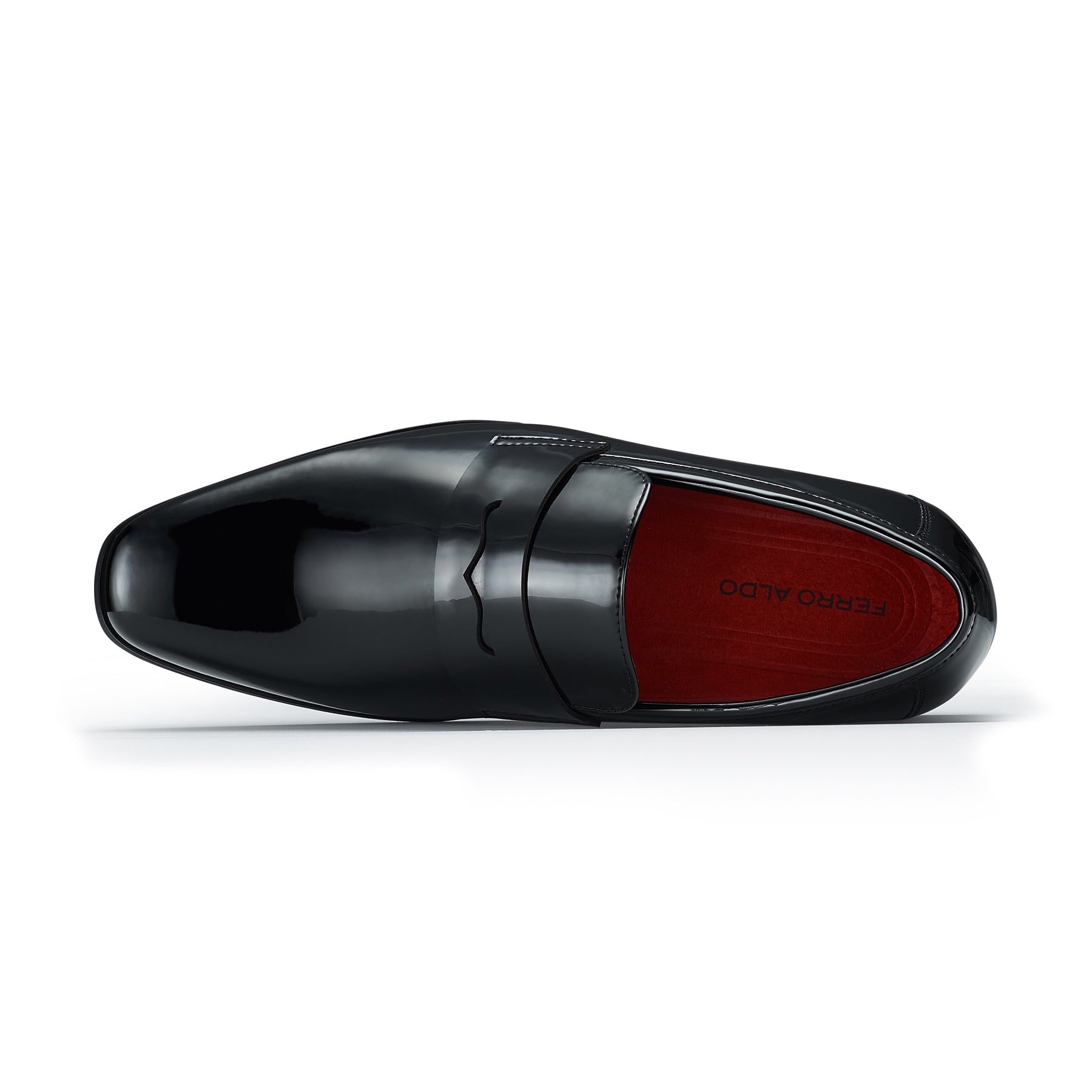 Men's Synthetic Patent Leather Penny Loafers | Devin by Ferro Aldo | Conal Footwear | Top-Down Angle View