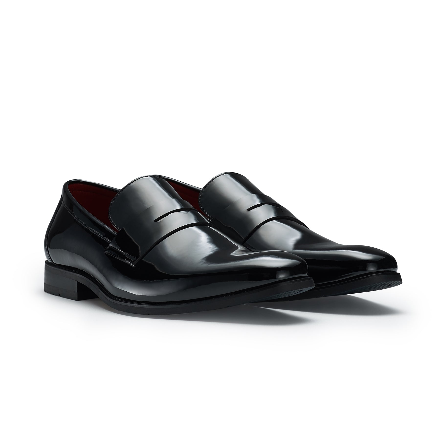 Men's Synthetic Patent Leather Penny Loafers | Devin by Ferro Aldo | Conal Footwear | Paired Angle View
