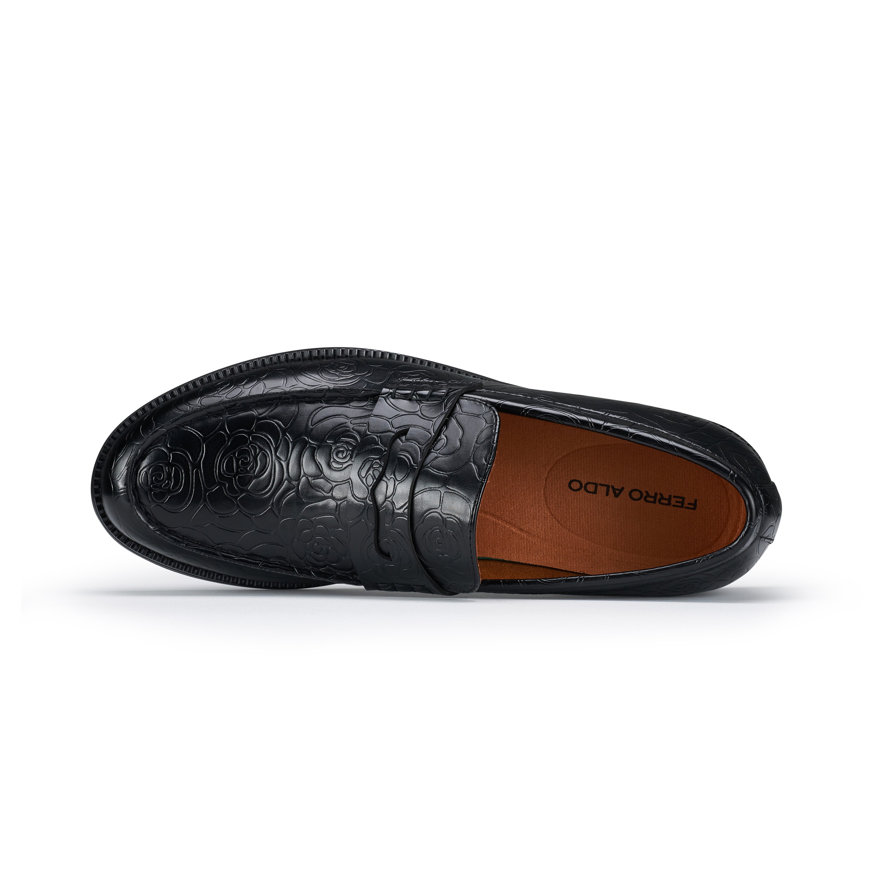 Synthetic Leather Floral Loafers | Douglas by Ferro Aldo | Conal Footwear | Top-Down Angle View