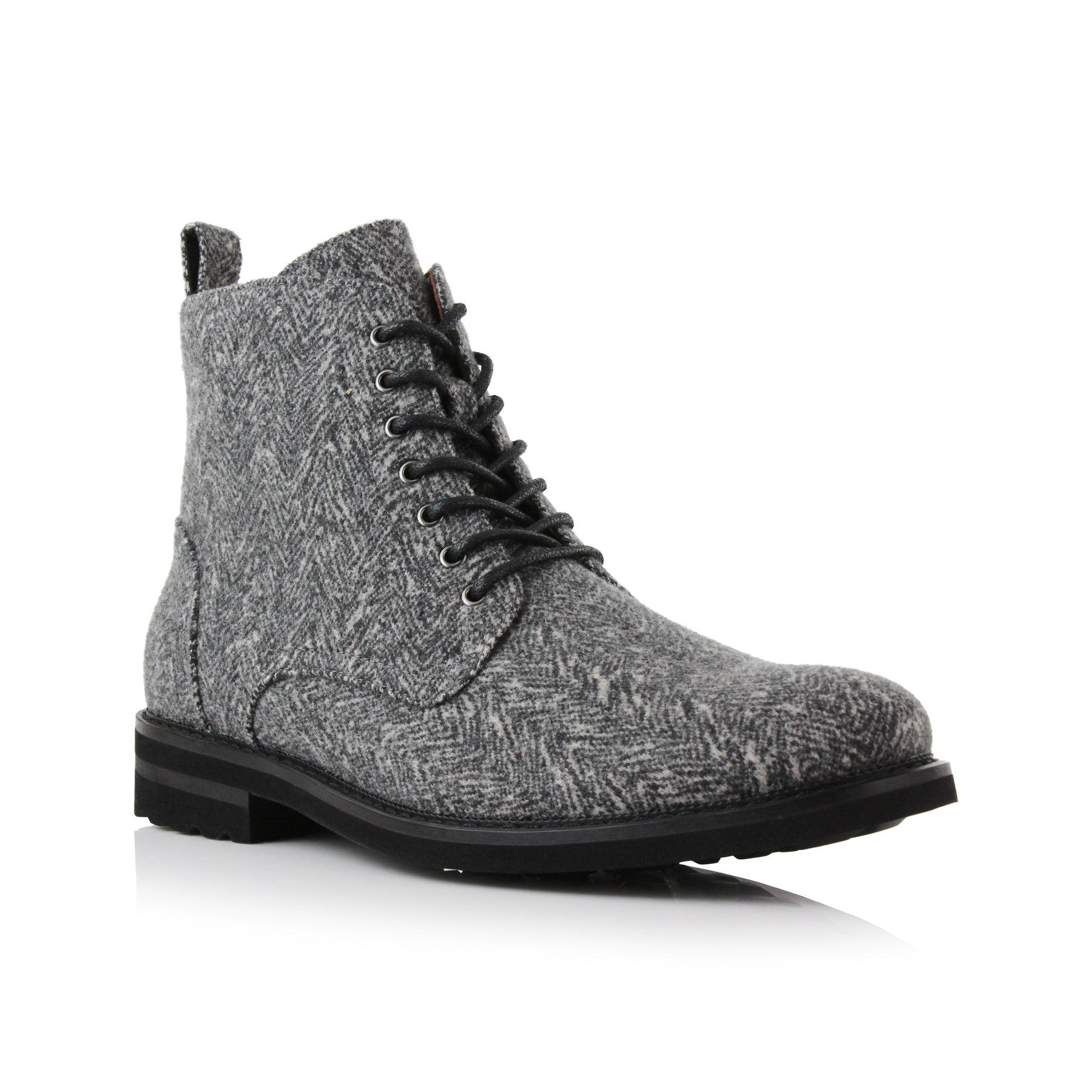 Polar Fox Duke Mpx806065 Woolen Lace-Up Fashion Plain-Toe Dress Boots with Zipper Closure, in Marble Grey, Men's Size 8 Polar Fox Duke Mpx806065 Woolen Lace-Up Fashion Plain-Toe Dress Boots with Zipper Closure, in Marble Grey, Men's Size 8