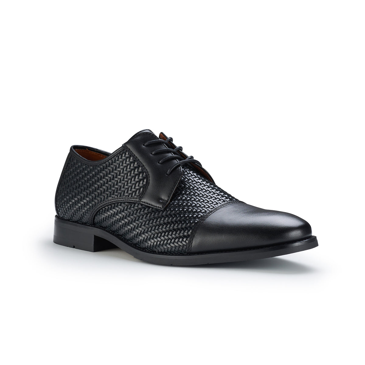 Men\'s Black Lace-Up Derby with Perforated Toe Corrente 4766 Perforated Cap Toe Lace Up - Black  main image 3