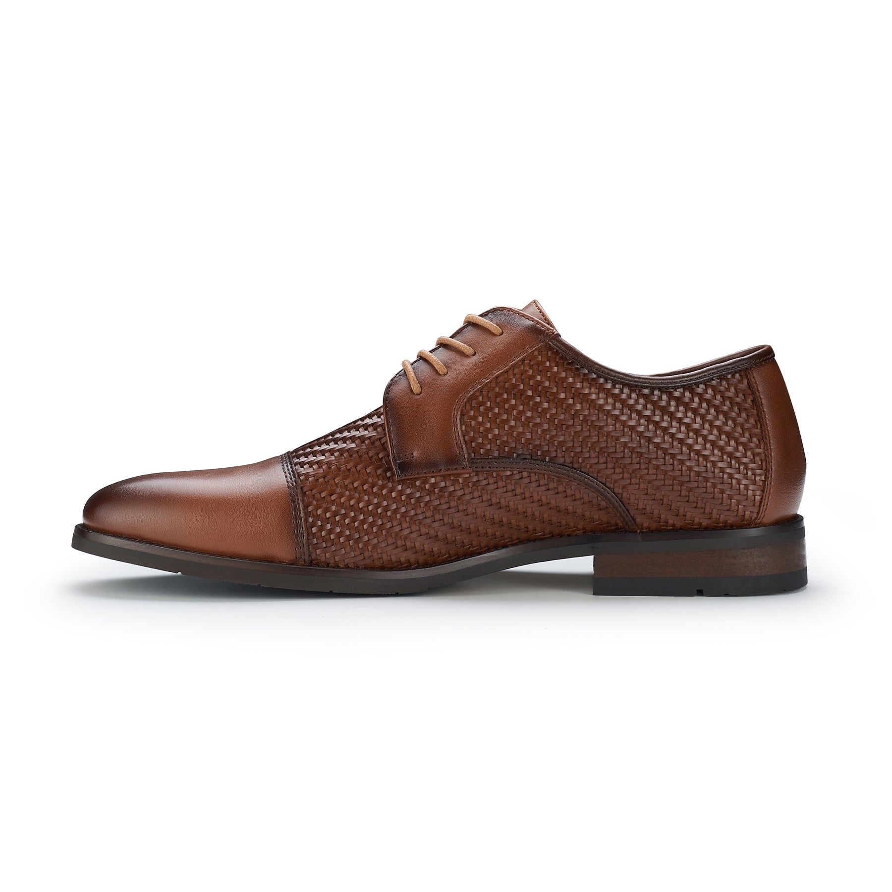 Cap-Toe Woven Derby Shoes | Franco by Ferro Aldo | Conal Footwear | Inner Side Angle View