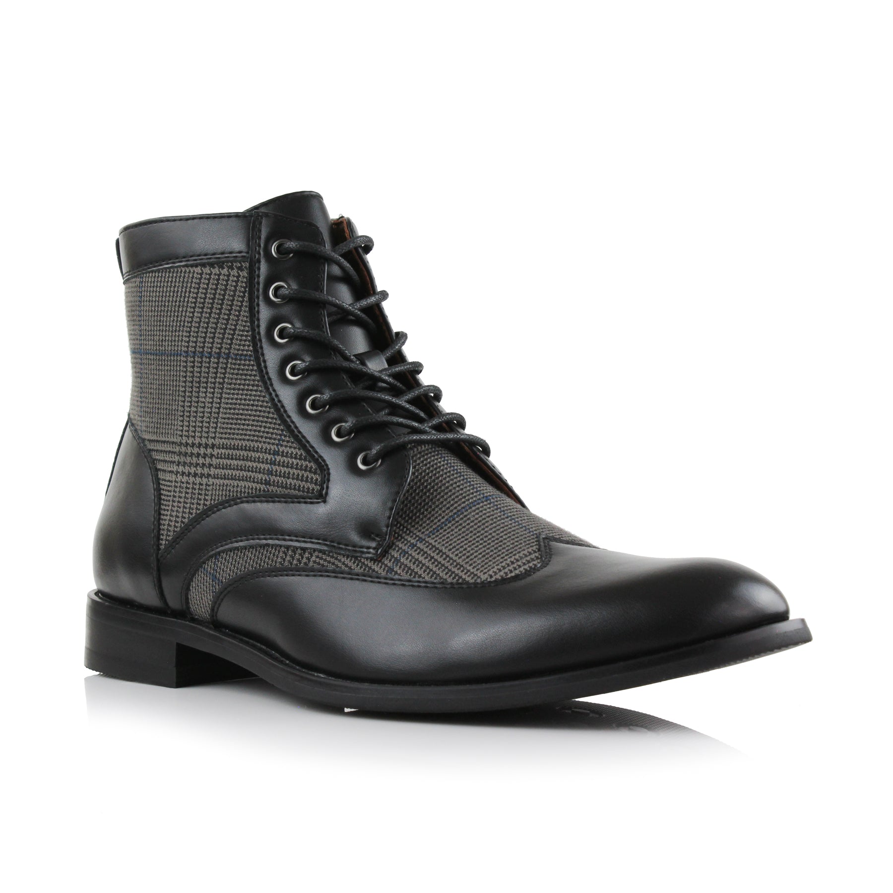 Ferro Aldo Men's Plaid Wingtip Boot | Gideon in Black & Plaid Plaid Black / 7 Ferro Aldo Men's Plaid Wingtip Boot | Gideon in Black & Plaid Plaid Black / 7