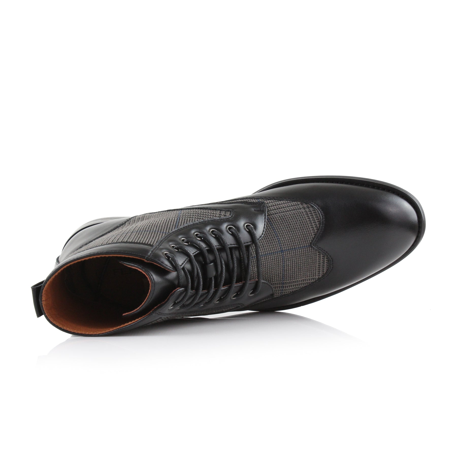 Plaid Wingtip Boots | Gideon by Ferro Aldo | Conal Footwear | Top-Down Angle View