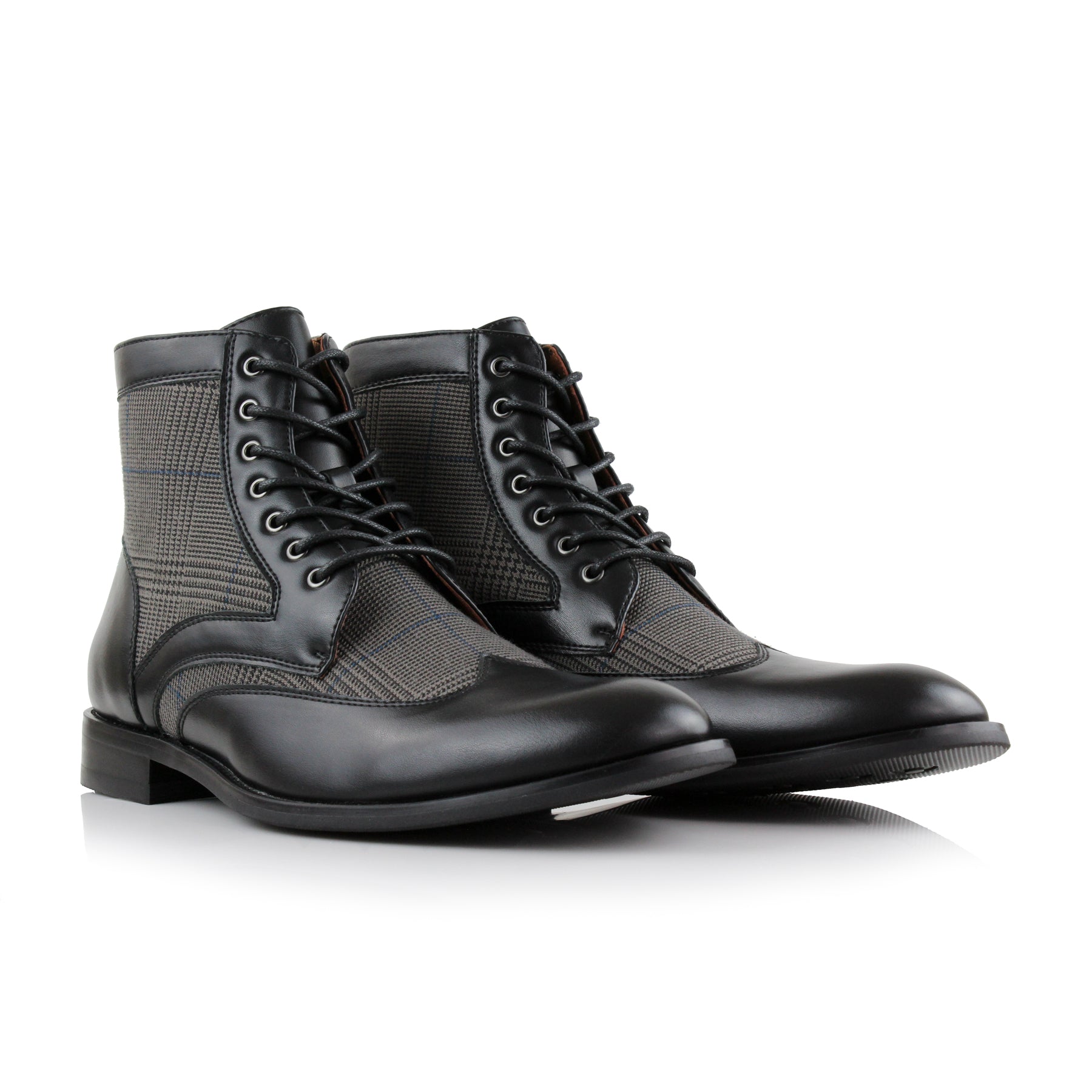 Plaid Wingtip Boots | Gideon by Ferro Aldo | Conal Footwear | Paired Angle View