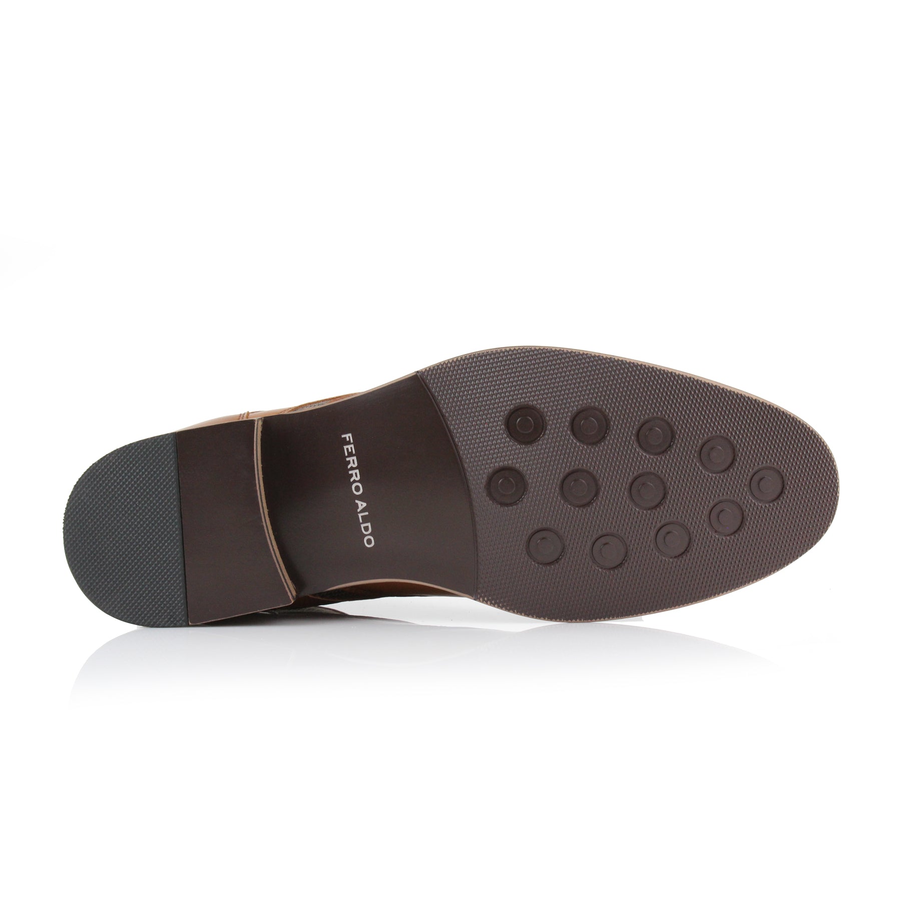 Plaid Wingtip Boots | Gideon by Ferro Aldo | Conal Footwear | Bottom Sole Angle View