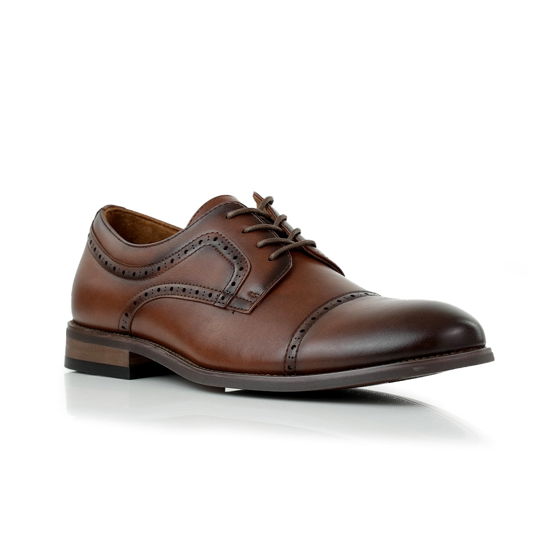 Brogue Burnished Derby Shoes | Jared by Ferro Aldo | Conal Footwear | Main Angle View