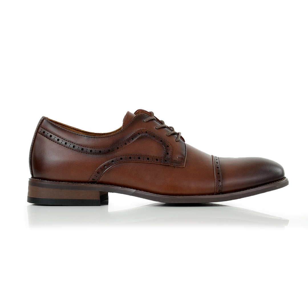 Brogue Burnished Derby Shoes | Jared by Ferro Aldo | Conal Footwear | Outer Side Angle View