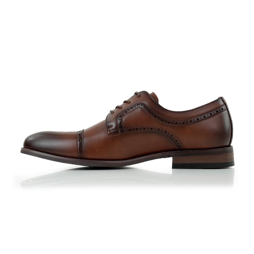 Brogue Burnished Derby Shoes | Jared by Ferro Aldo | Conal Footwear | Inner Side Angle View
