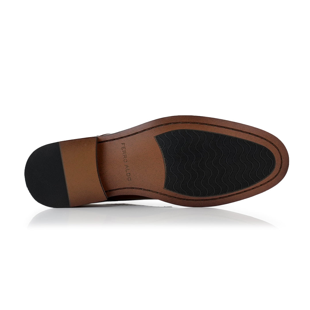 Brogue Burnished Derby Shoes | Jared by Ferro Aldo | Conal Footwear | Bottom Sole Angle View
