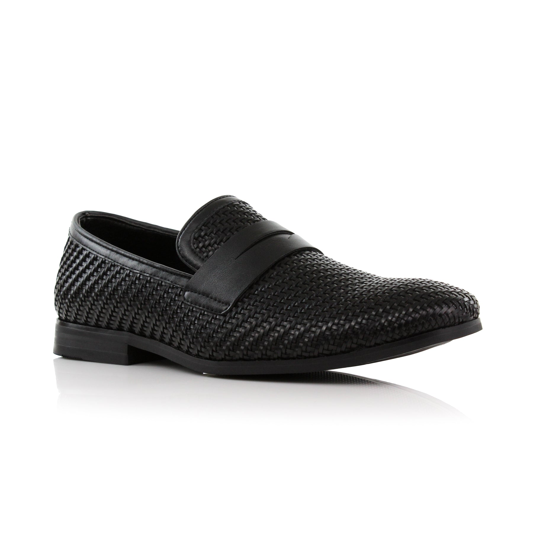white christmas dresses Ferro Aldo Mens Louie Mfa19702 Classic Round Toe Penny Loafers, in Woven Black, Size 10