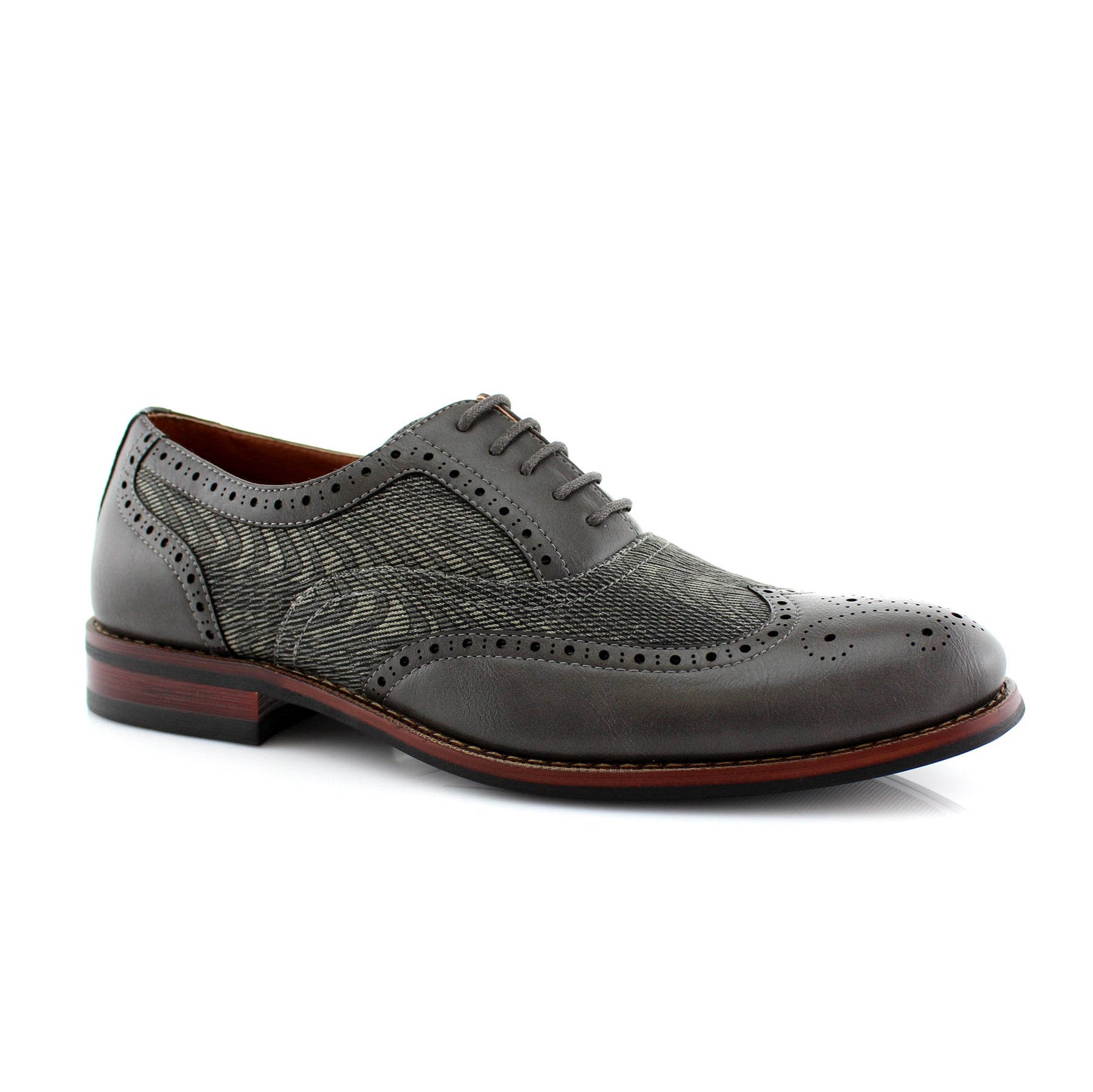 Black Wave Print Wingtip Oxfords | Alan by Ferro Aldo | Conal Footwear | Main Angle View