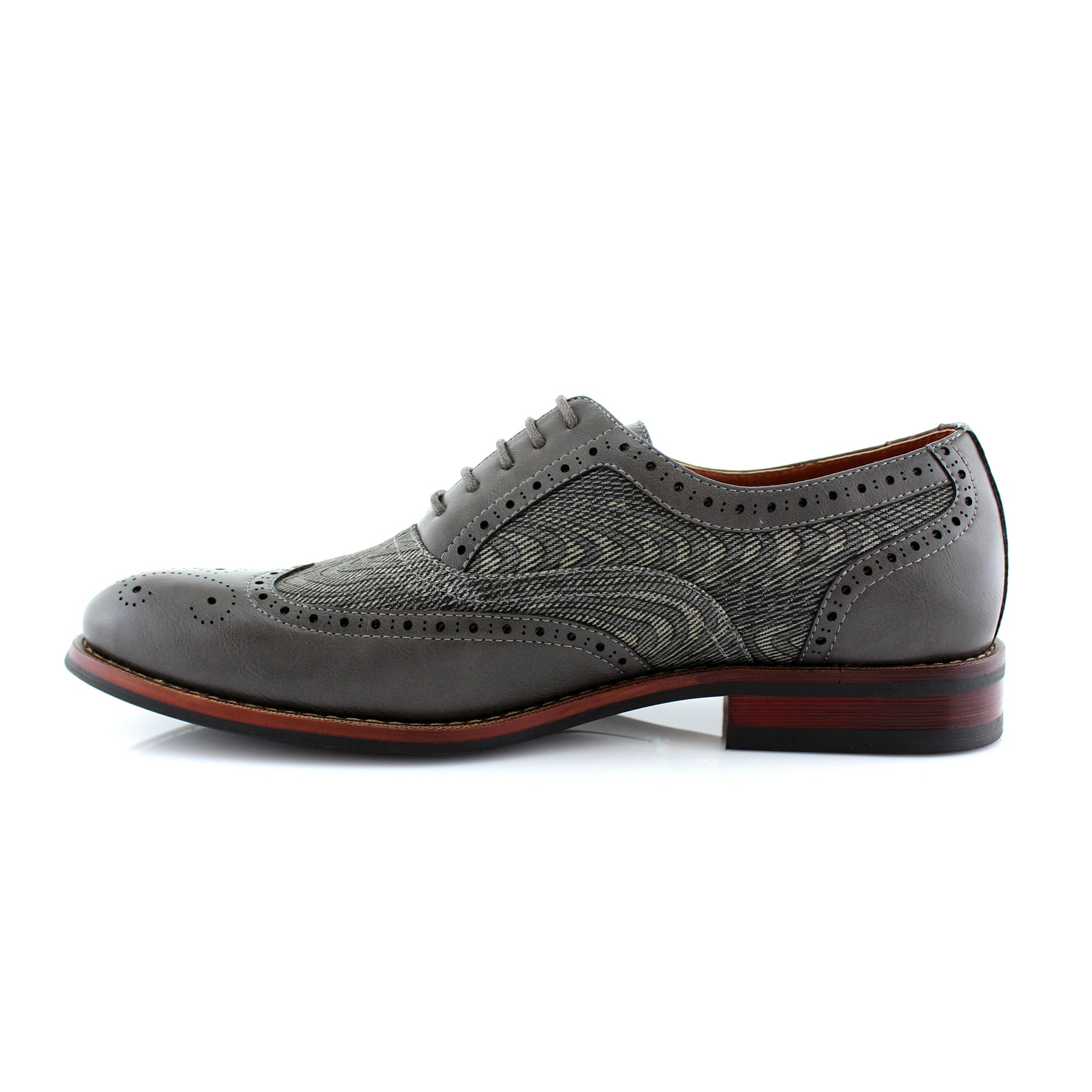 Black Wave Print Wingtip Oxfords | Alan by Ferro Aldo | Conal Footwear | Inner Side Angle View