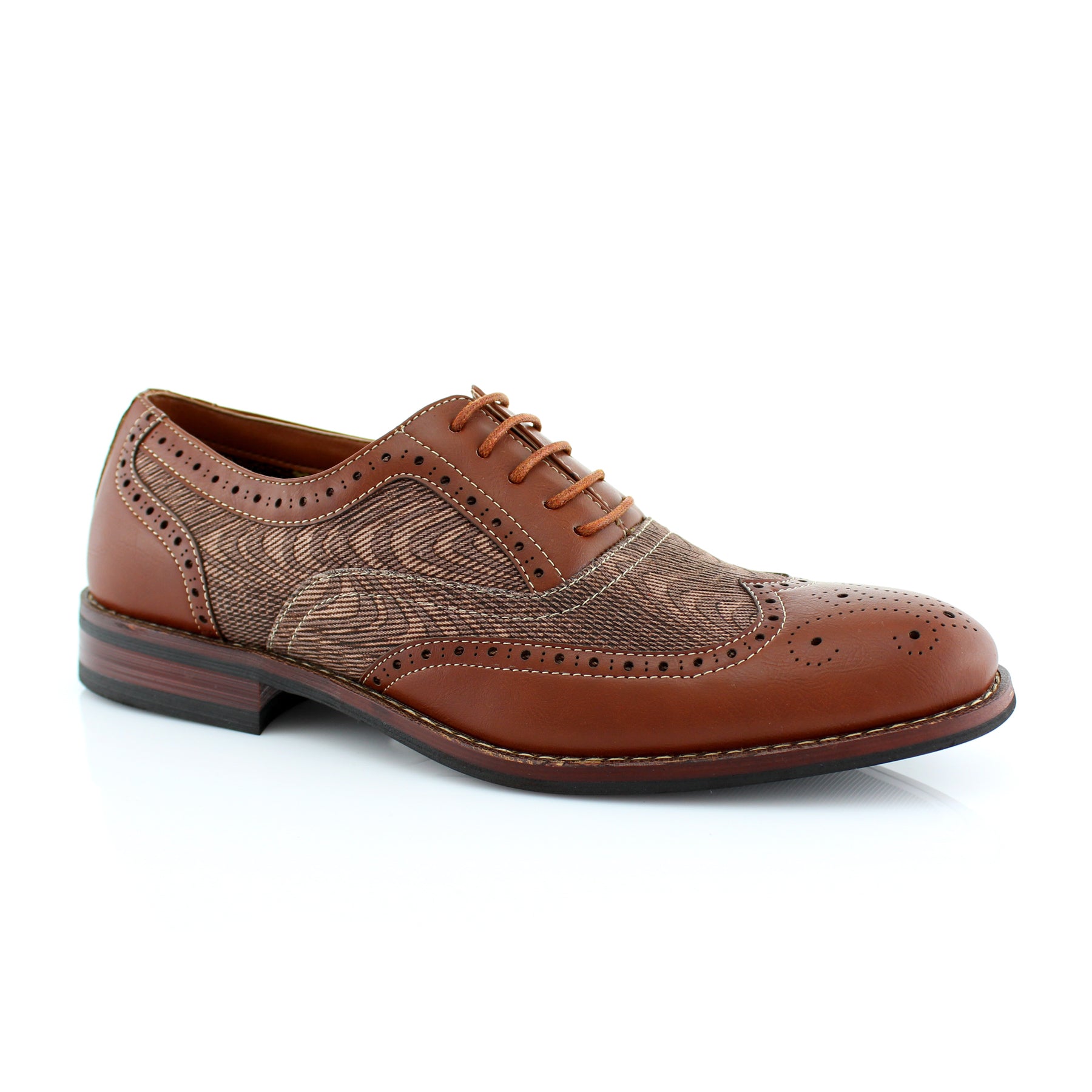 Black Wave Print Wingtip Oxfords | Alan by Ferro Aldo | Conal Footwear | Main Angle View