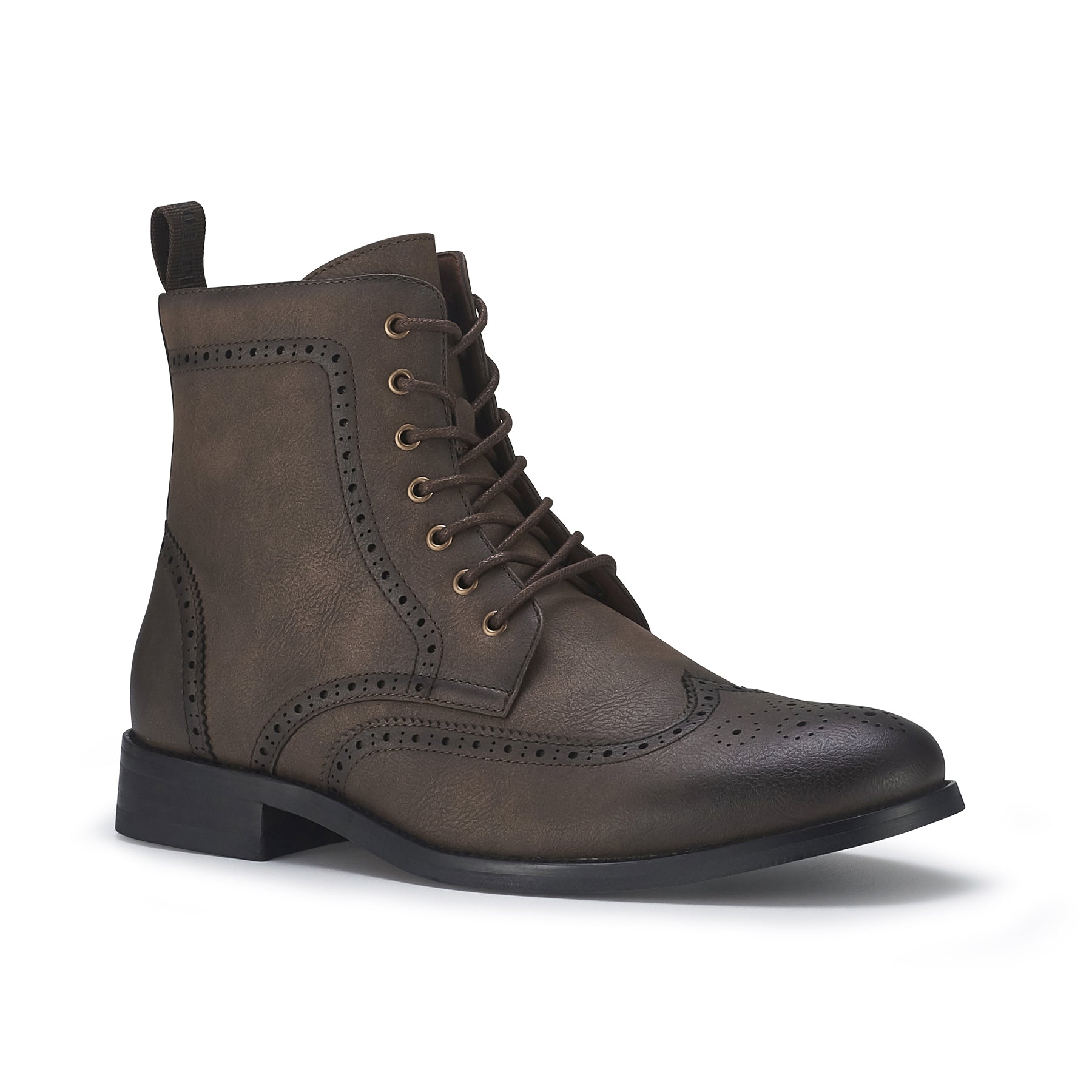 Polar Fox Manson Mpx806091 Classic Wing-tip Burnished Style Dress Boots, in Cacao, Size 9 Polar Fox Manson Mpx806091 Classic Wing-tip Burnished Style Dress Boots, in Cacao, Size 9