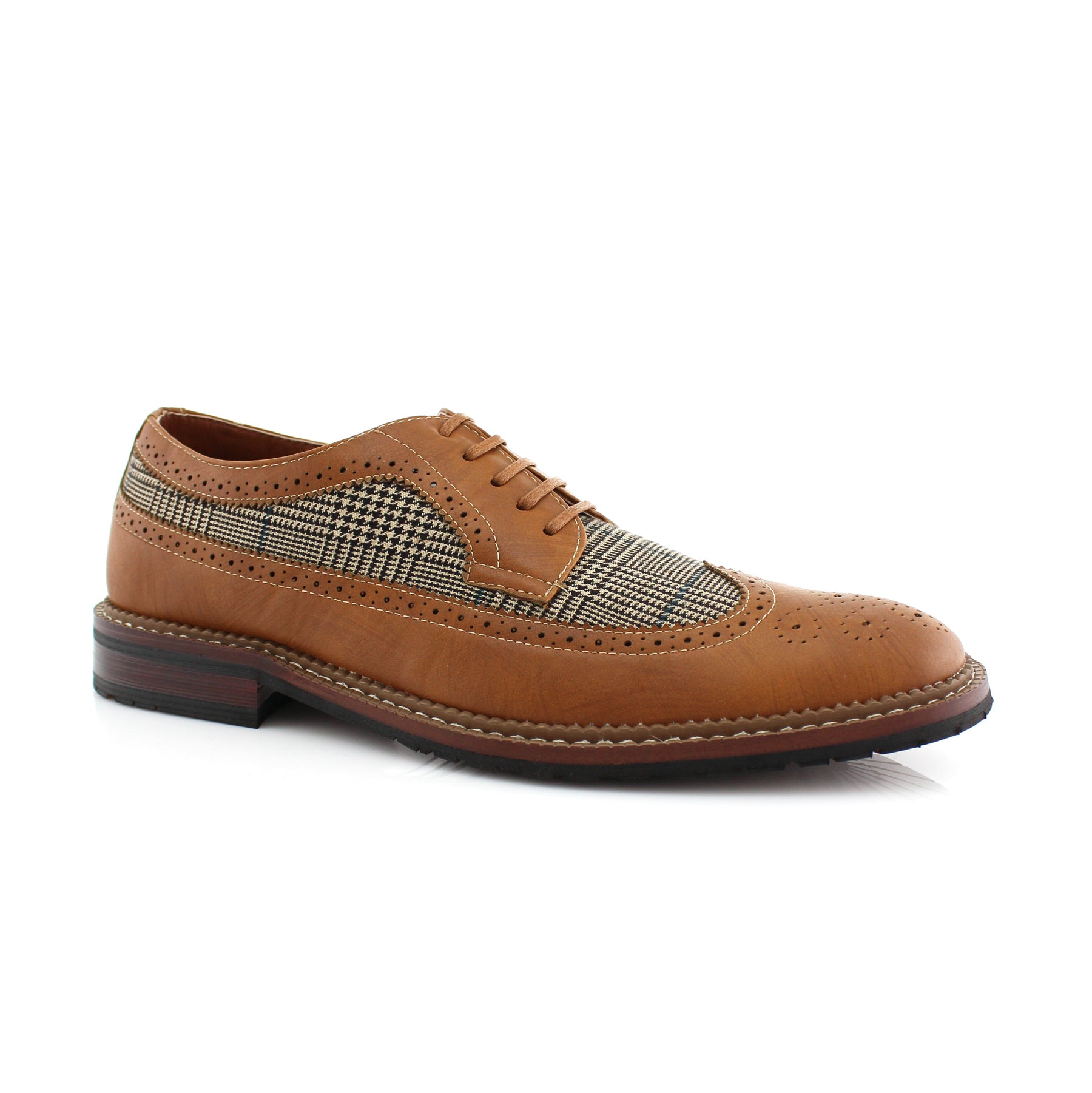 Plaid Longwing Brogue Derby Shoes | Peter by Ferro Aldo | Conal Footwear | Main Angle View