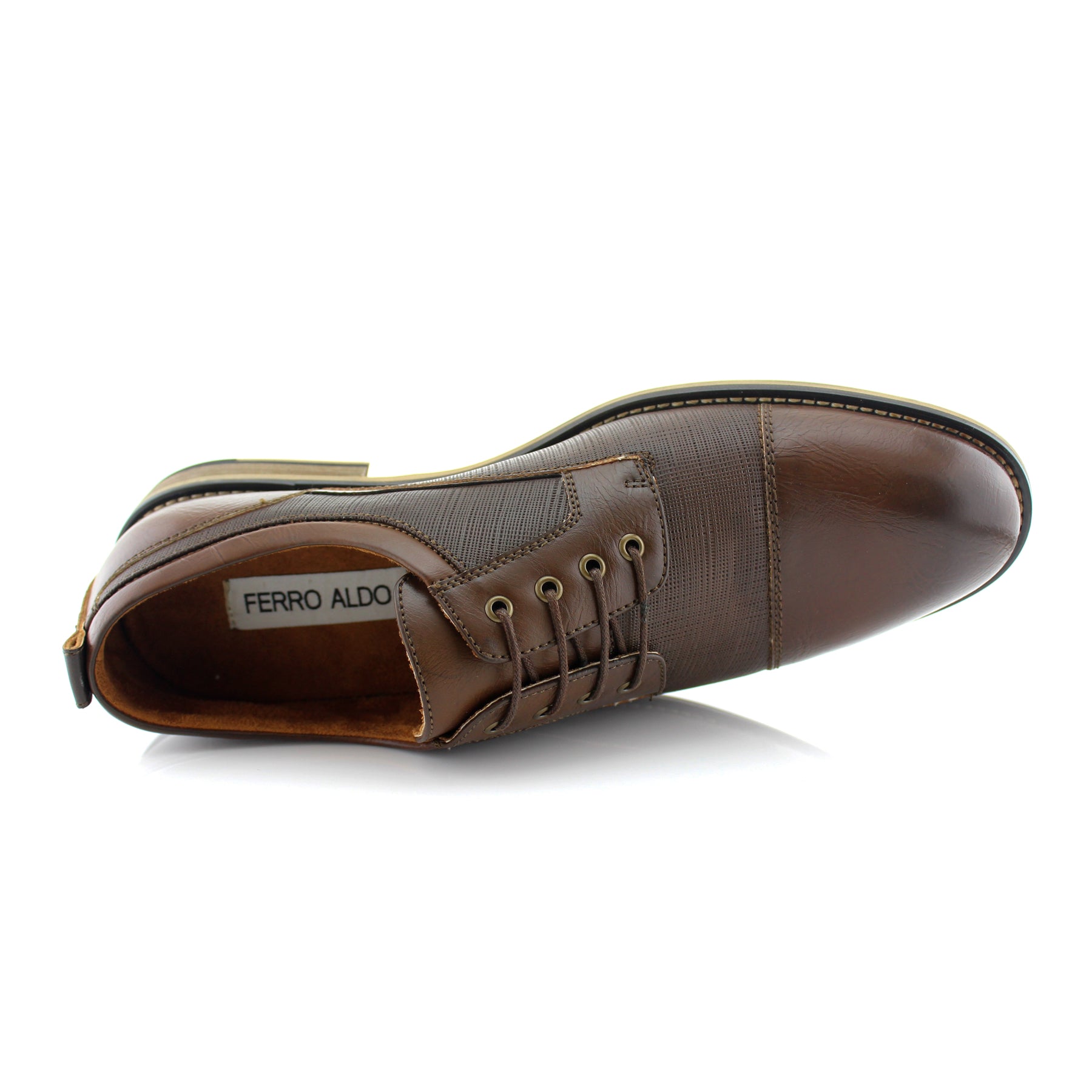 Embossed Cap-Toe Derby Shoes | Damian by Ferro Aldo | Conal Footwear | Top-Down Angle View