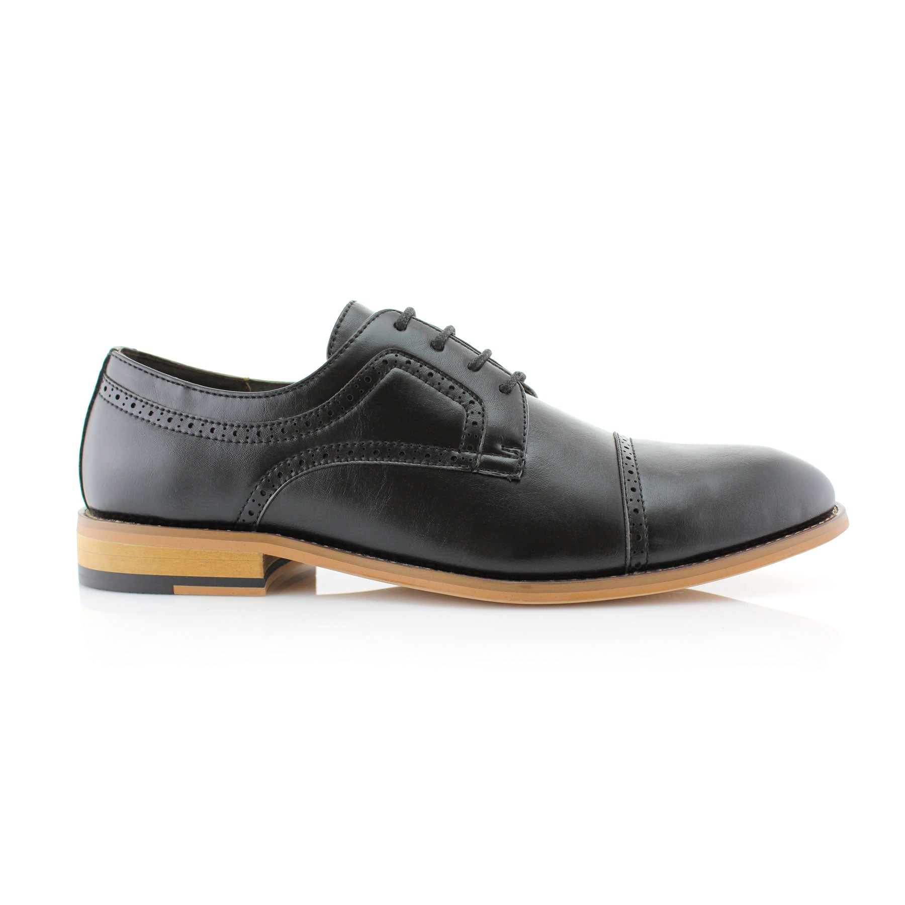 Brogue Burnished Derby Shoes | Jared by Ferro Aldo | Conal Footwear | Outer Side Angle View