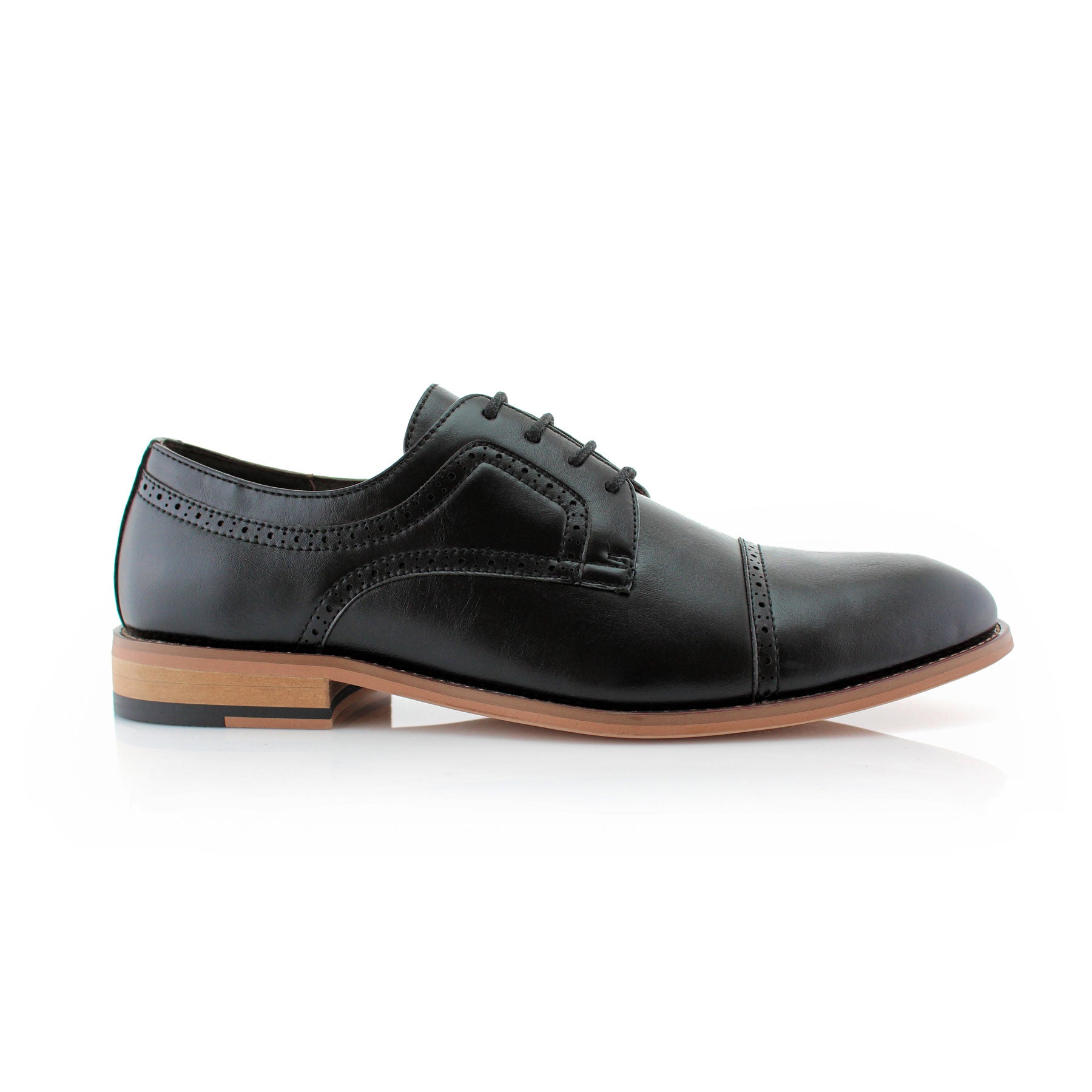Brogue Burnished Derby Shoes | Jared by Ferro Aldo | Conal Footwear | Outer Side Angle View