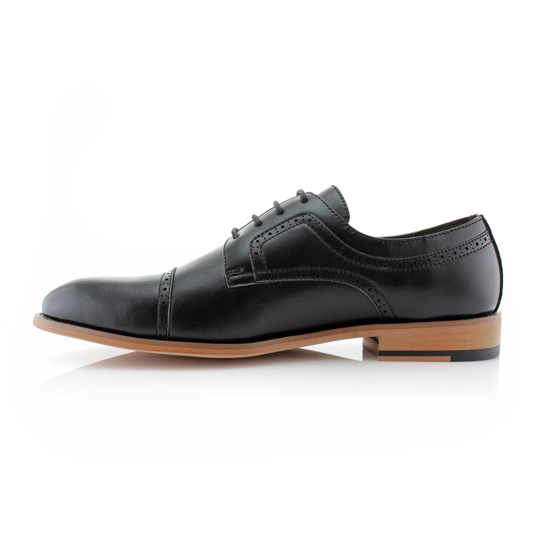 Brogue Burnished Derby Shoes | Jared by Ferro Aldo | Conal Footwear | Inner Side Angle View
