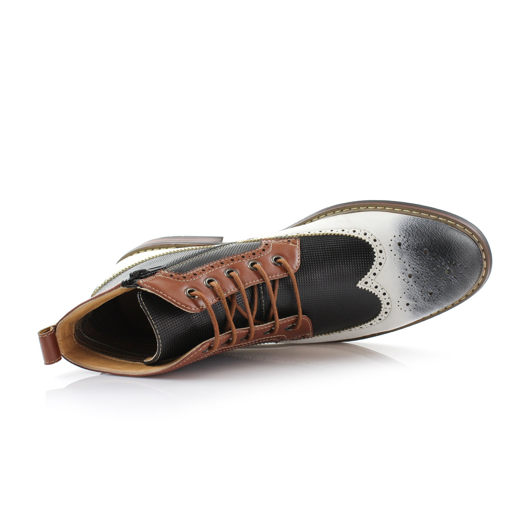 Two-Toned Brogue Wingtip Boots | Michael by Ferro Aldo | Conal Footwear | Top-Down Angle View