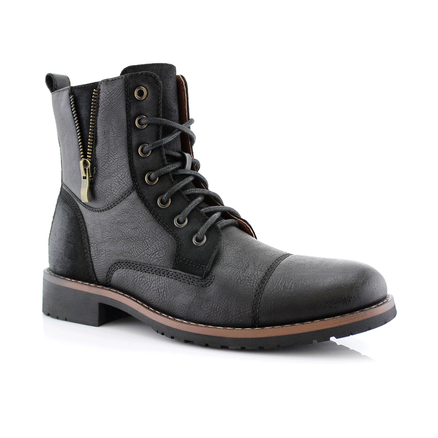 Duo-Textured Cap-Toe Boots | Reid by Ferro Aldo | Conal Footwear | Main Angle View