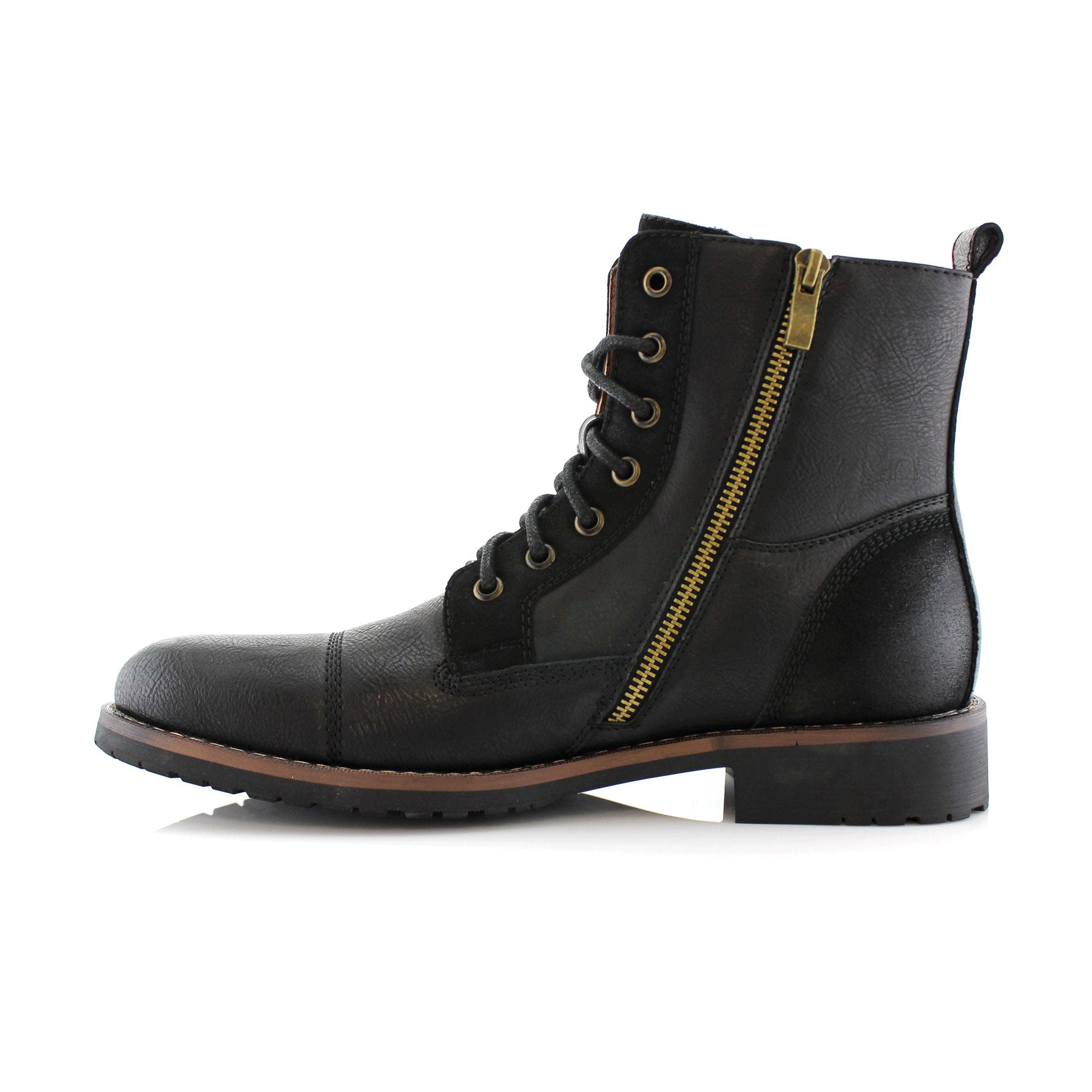 Duo-Textured Cap-Toe Boots | Reid by Ferro Aldo | Conal Footwear | Inner Side Angle View