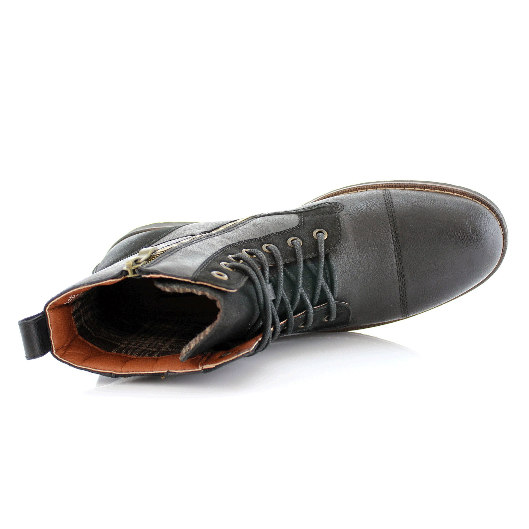 Duo-Textured Cap-Toe Boots | Reid by Ferro Aldo | Conal Footwear | Top-Down Angle View