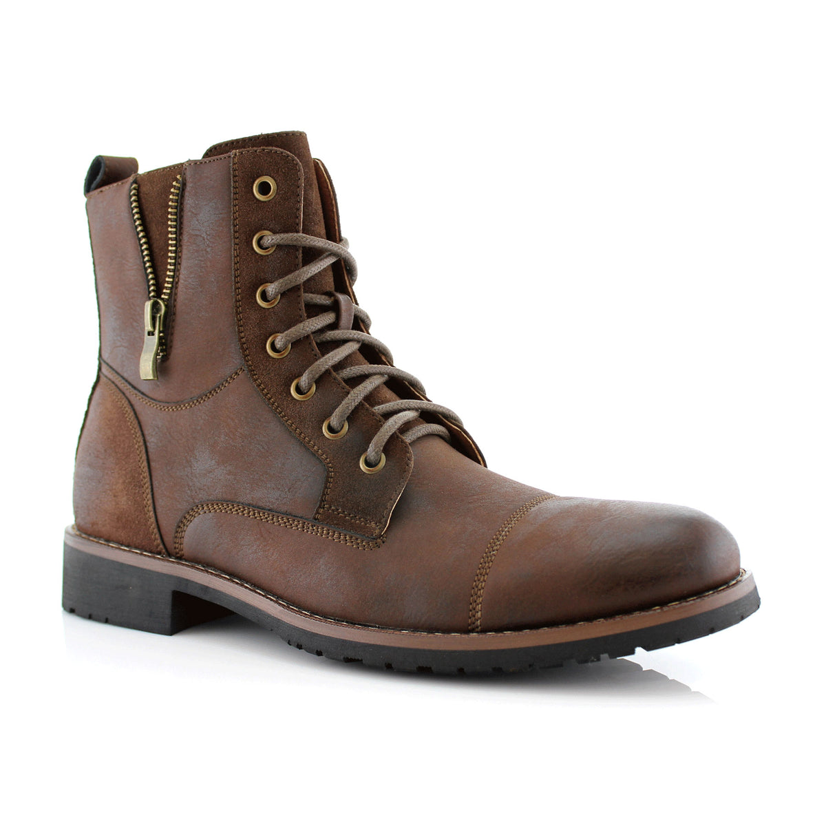 Aldo Mens Brown Leather Suede Cap Toe Lace Up Side Zip Combat Boots Size 11 Quaid – Men Brown Lace-up boot - Aldo main image 4