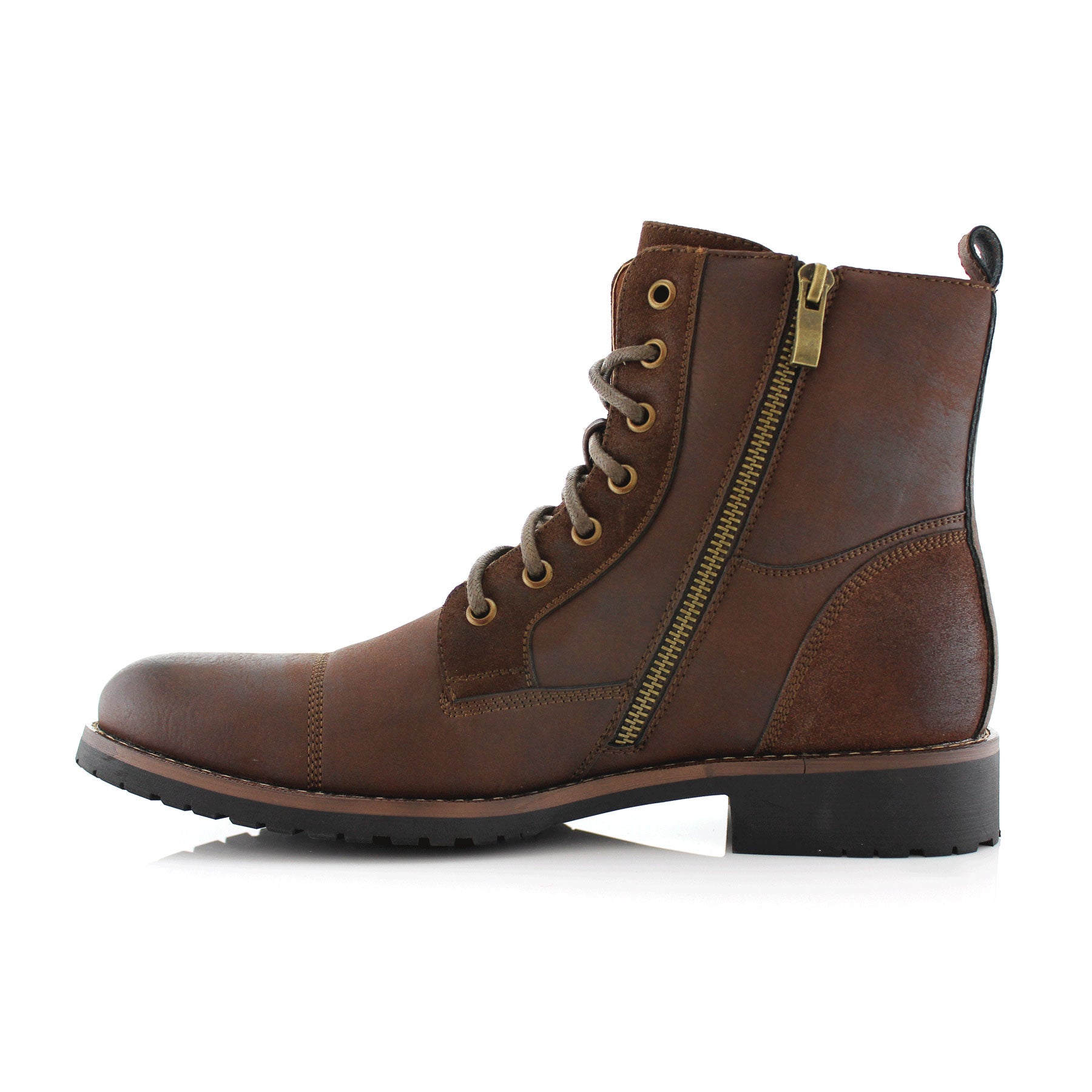 Duo-Textured Cap-Toe Boots | Reid by Ferro Aldo | Conal Footwear | Inner Side Angle View
