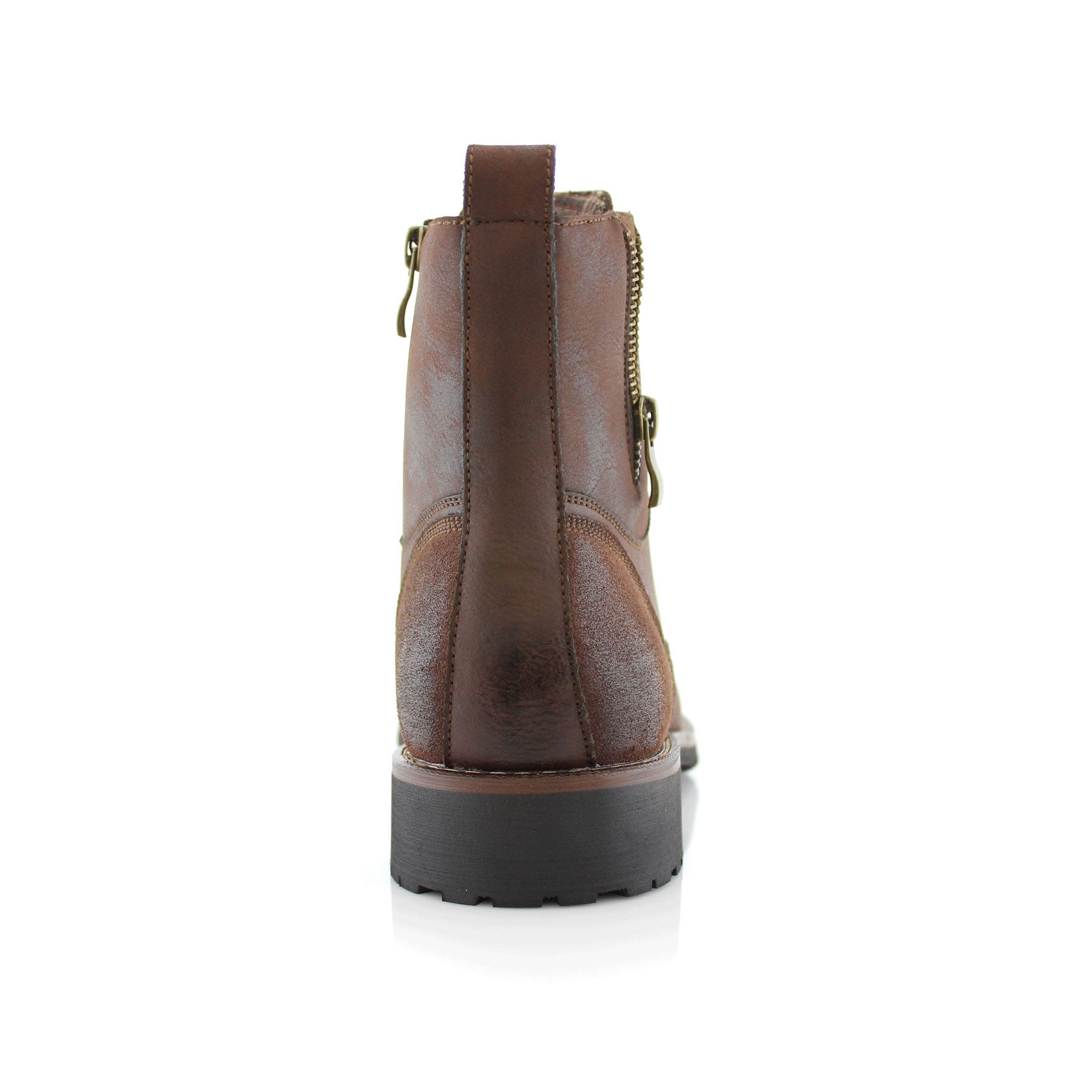 Duo-Textured Cap-Toe Boots | Reid by Ferro Aldo | Conal Footwear | Back Angle View