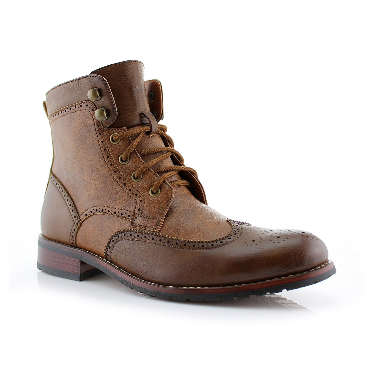 Polar Fox Men's Perforated Wing tip Brogue Derby Boot