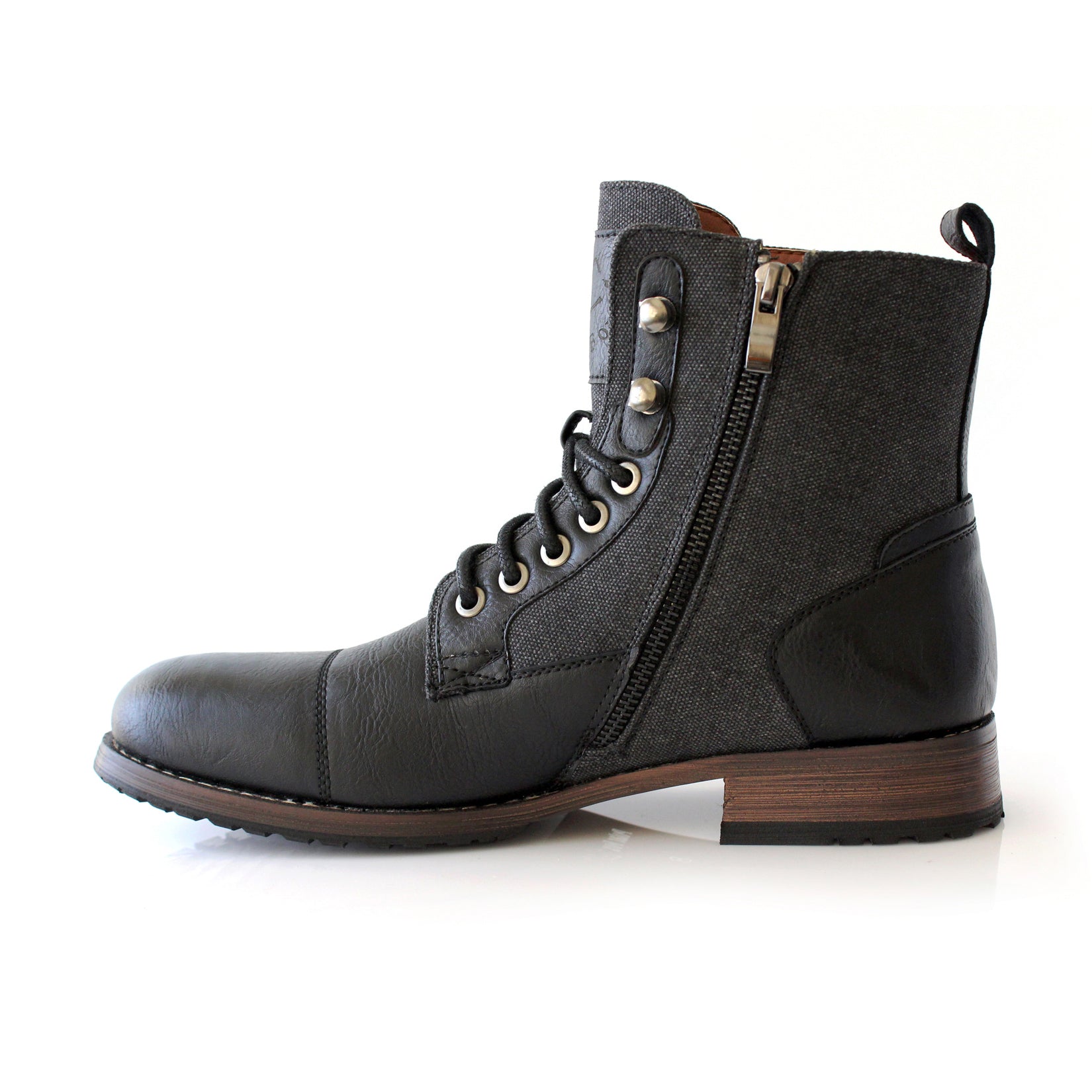 Duo-Textured Combat Boots | Mitch by Polar Fox | Conal Footwear | Inner Side Angle View