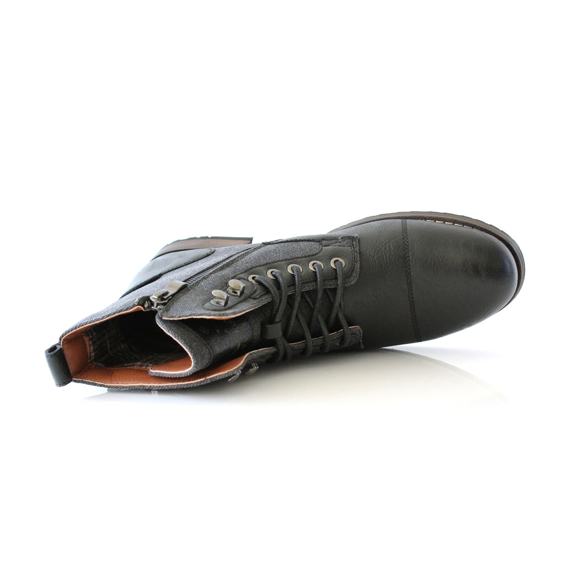 Duo-Textured Combat Boots | Mitch by Polar Fox | Conal Footwear | Top-Down Angle View