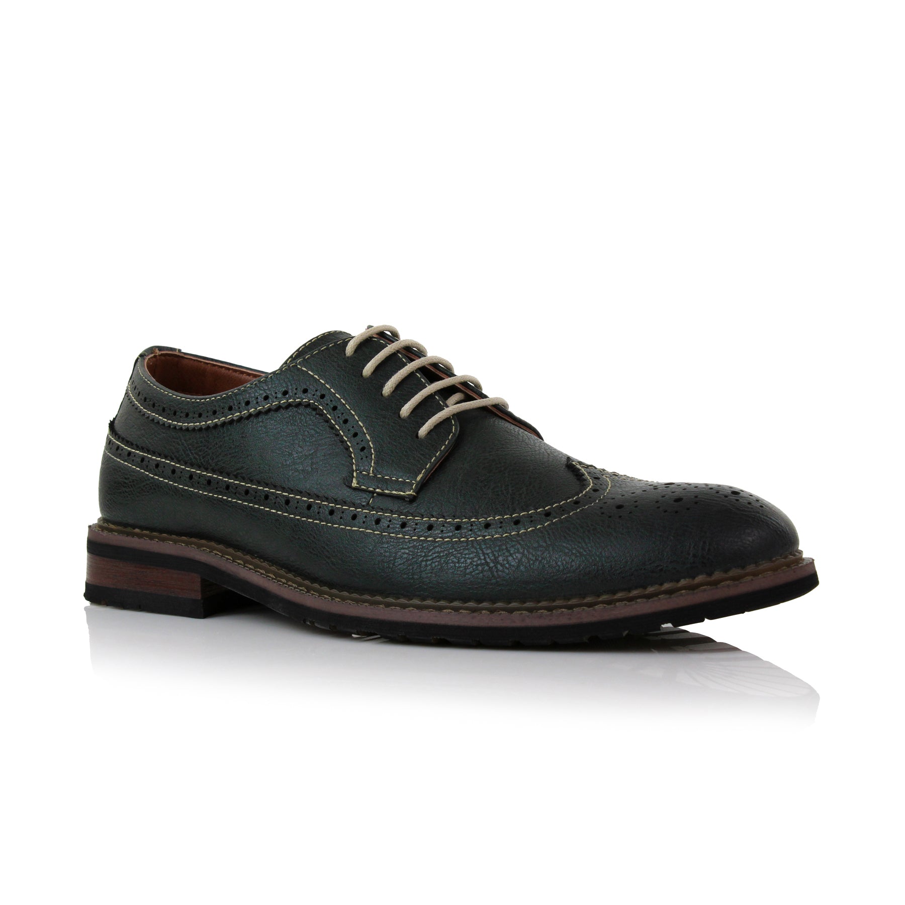 Ferro Aldo Phillip Mfa19312 Mens Classic Wingtip Brogue Dress Shoes, in Hunter Green, Men's Size 9.5