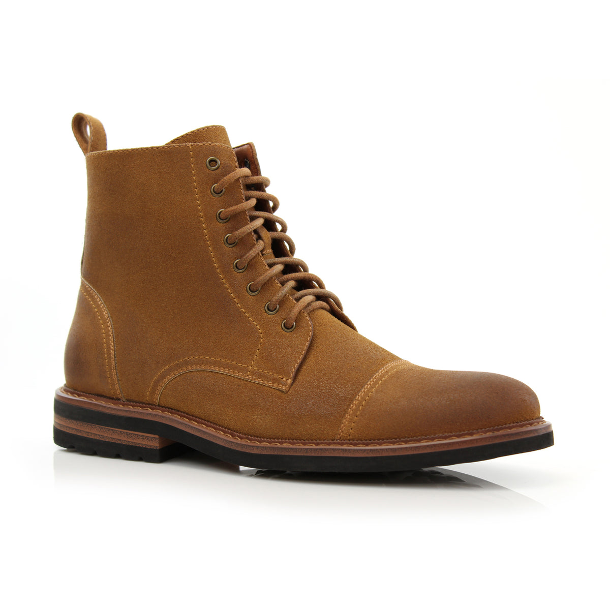 Polar Fox Men\'s Tan Lace-Up Boots Blue Taupe Faux Leather Boots With Zipper Closure | Polar  main image 4