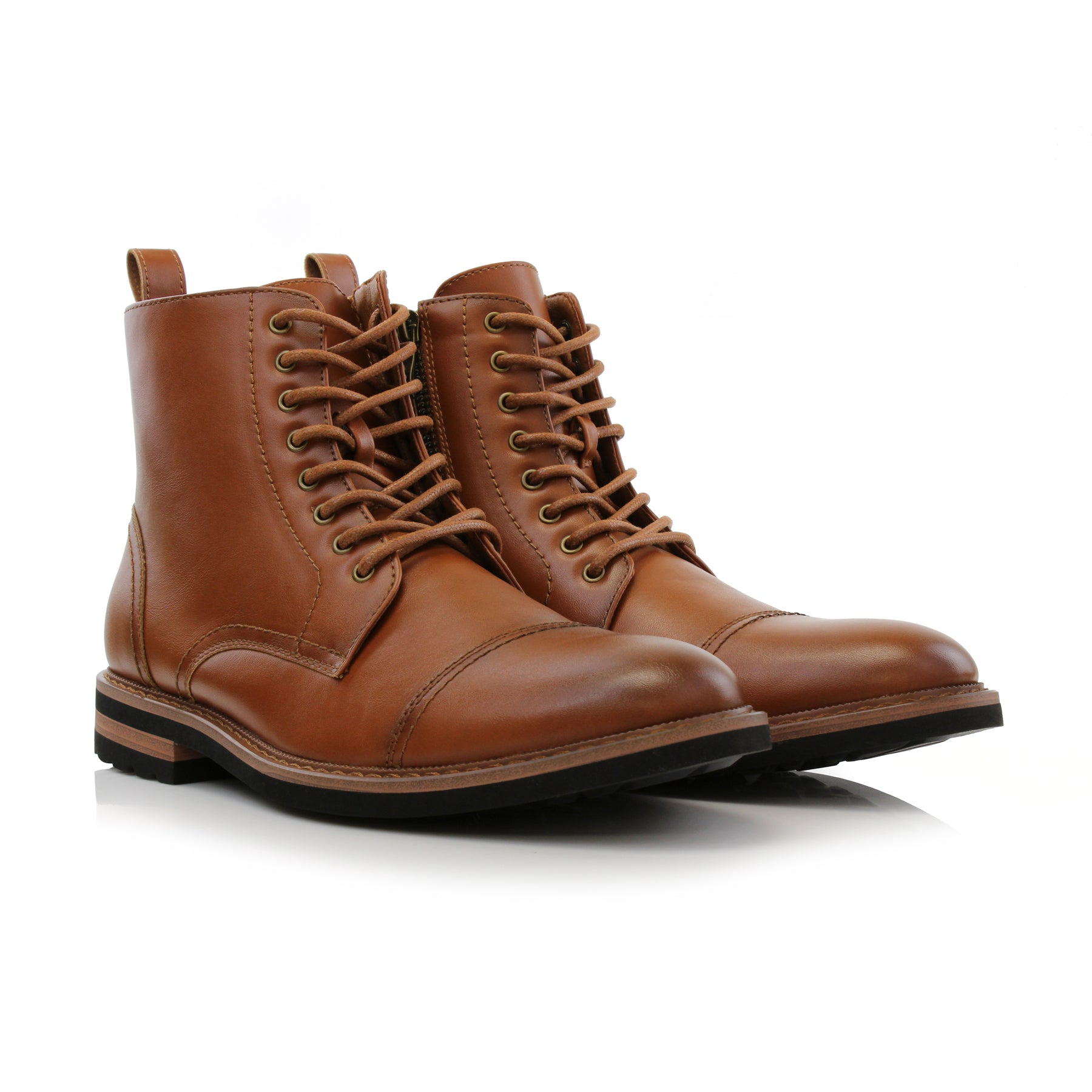 Faux Leather High-Top Derby Boots | Wright by Polar Fox | Conal Footwear | Paired Angle View
