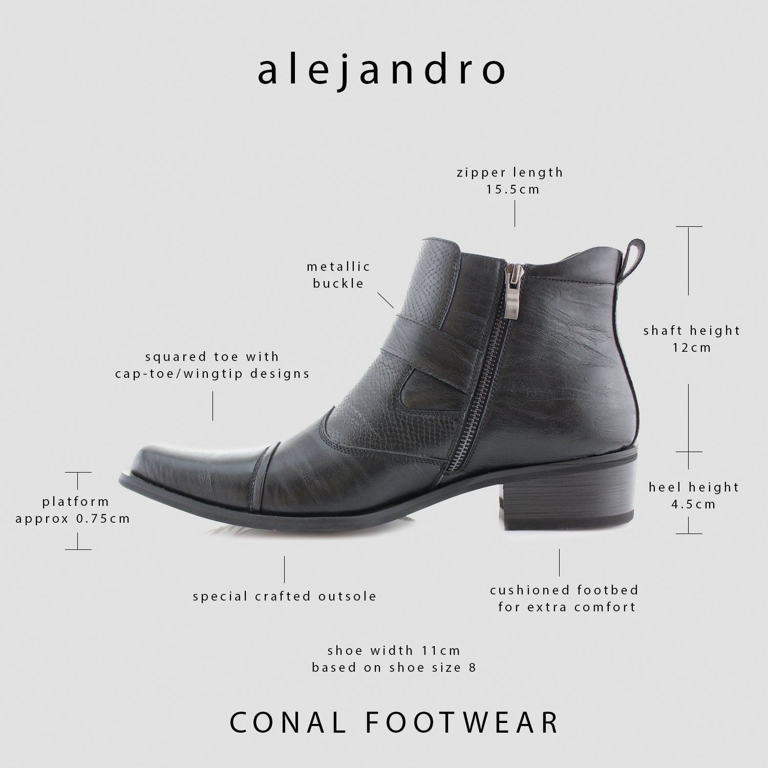 Snake Hide Embossed Cowboy Boots | Alejandro by Ferro Aldo | Conal Footwear | Description Overview